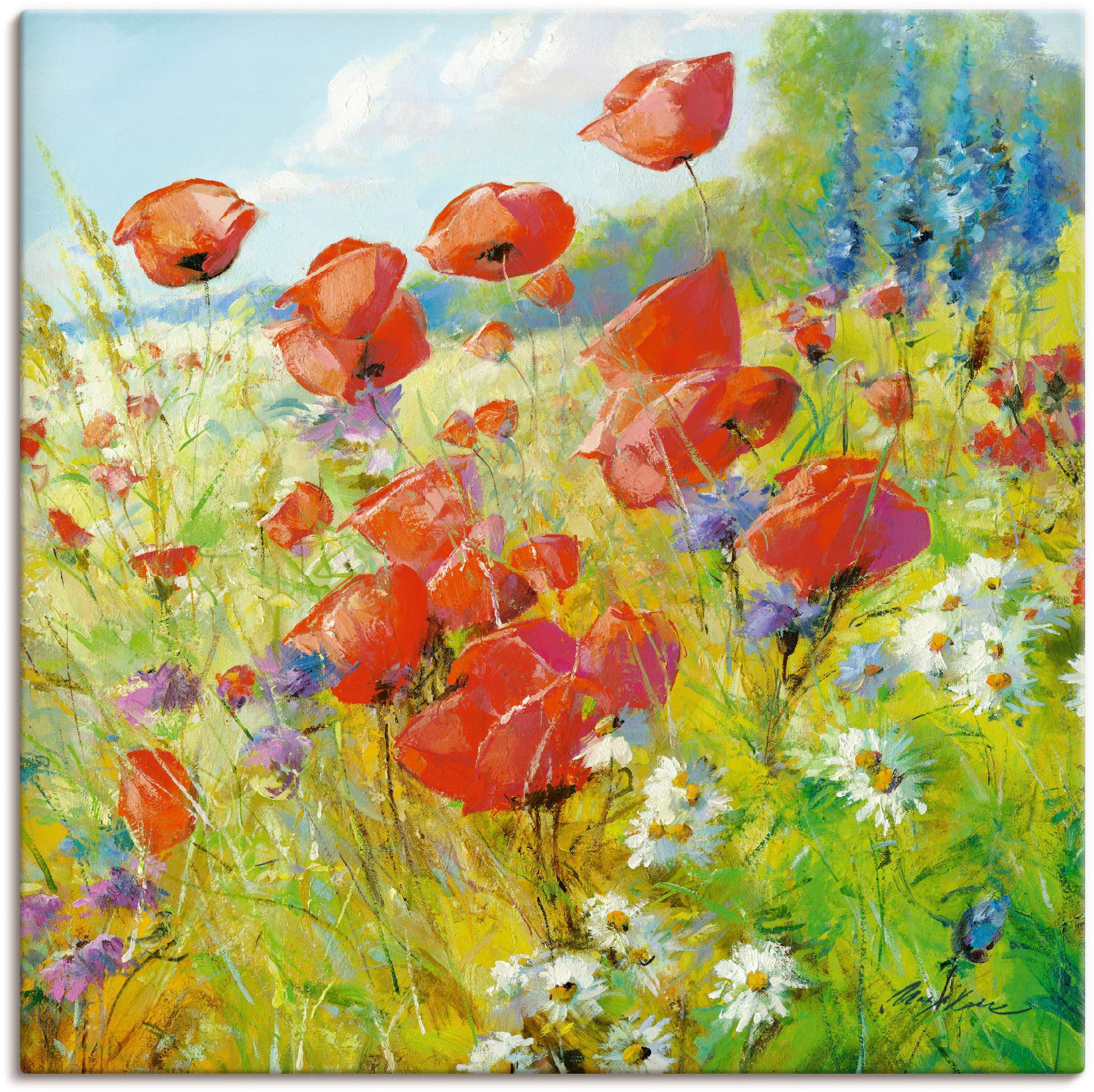 Artland Leinwandbild »Sommerwiese mit Mohnblumen« Blumenwiese 1 Stk. tlg. a günstig online kaufen