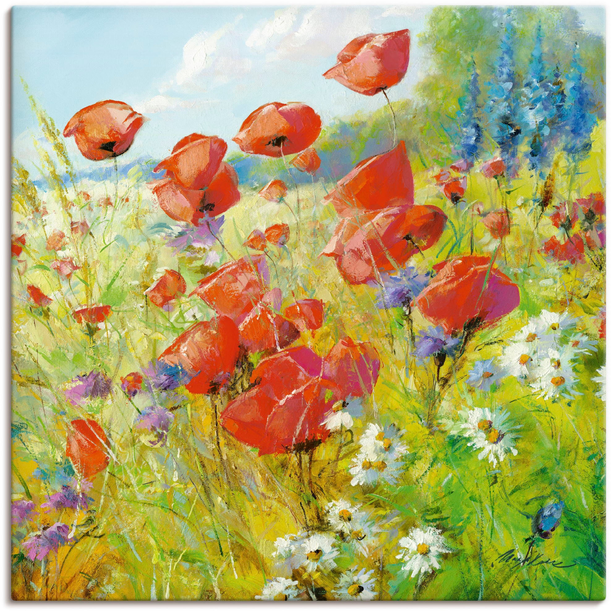 Artland Leinwandbild »Sommerwiese mit Mohnblumen« Blumenwiese 1 Stk. tlg. a günstig online kaufen