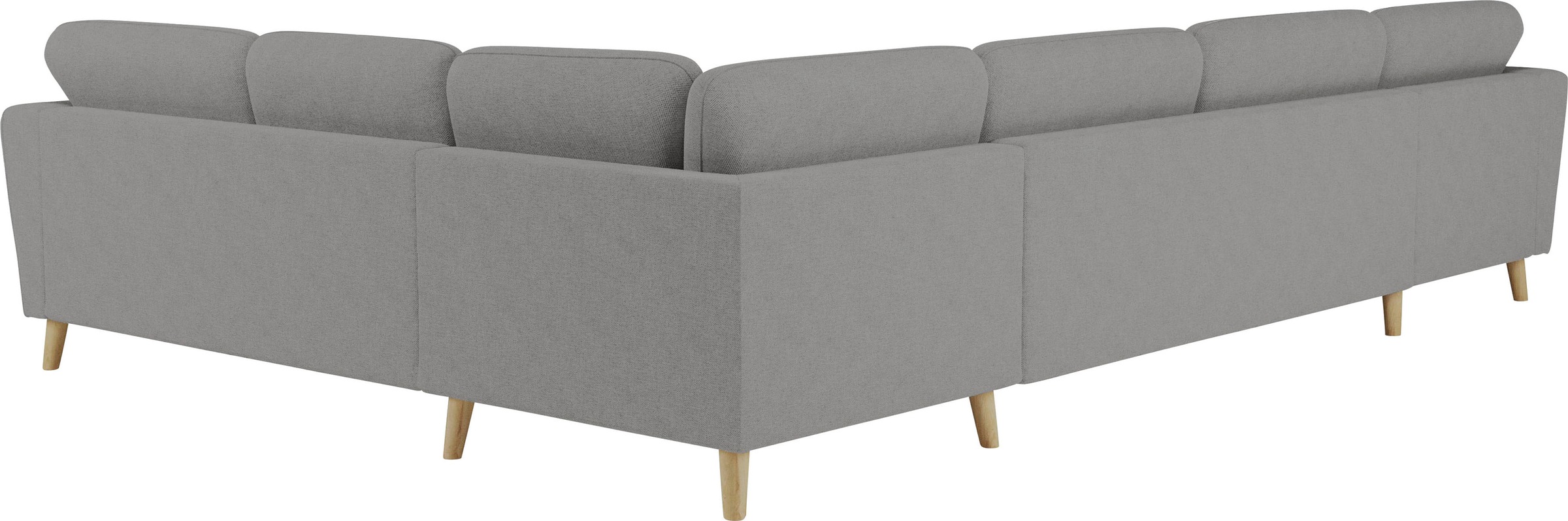 Home affaire Wohnlandschaft »MARSEILLE XXL 349cm, U-Form, Ottomane rechts/links wählbar« Massivholzbeine Eiche, Landhausstil, Wellenunterfederung