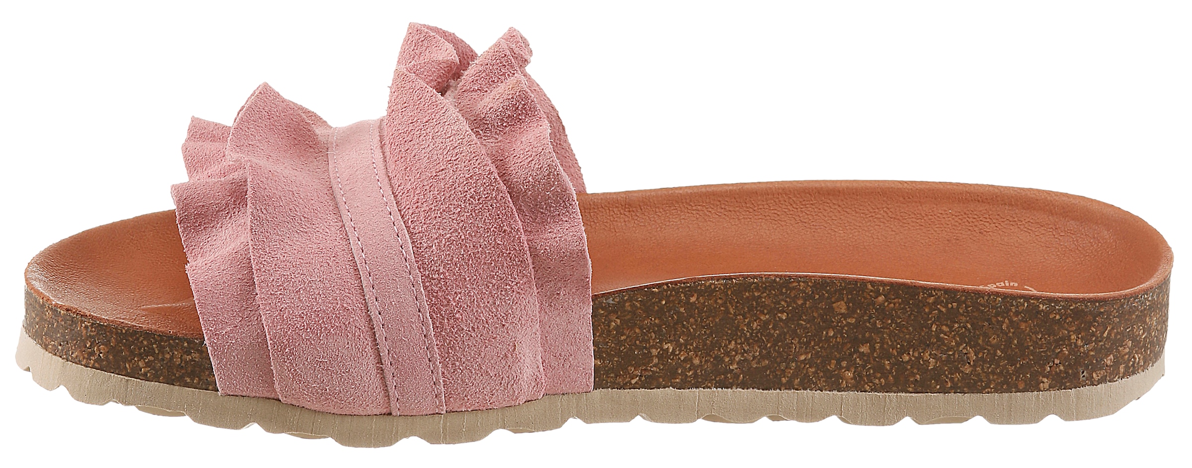 VERBENAS Pantolette »Rocio Roda«  Sommerschuh, Flat mit geschwungenen Laschenstoff