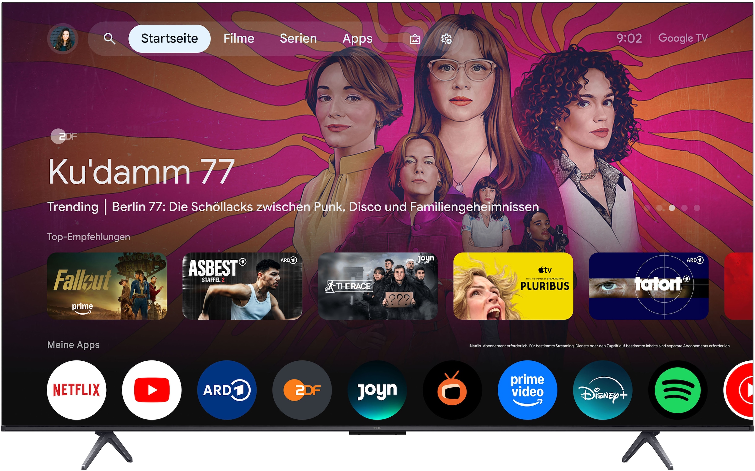 TCL Mini-LED-Fernseher »65T8DXB« 164 cm/65 ″ Smart-TV QD-Mini LED, AiPQ Pro Prozessor, 144Hz, Dolby Atmos, Apple AirPlay 2