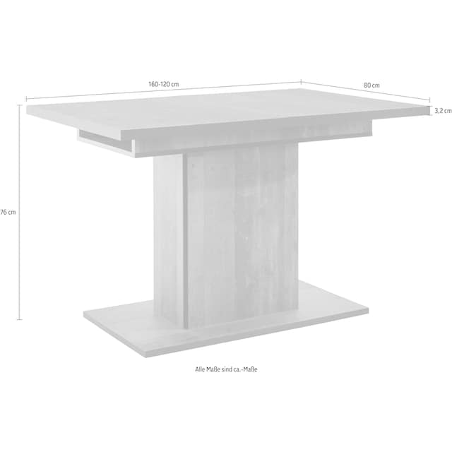 HELA Esstisch »Ariana«, durch innenliegende Einlegeplatten ausziehbar  120-160 cm auf Rechnung bestellen