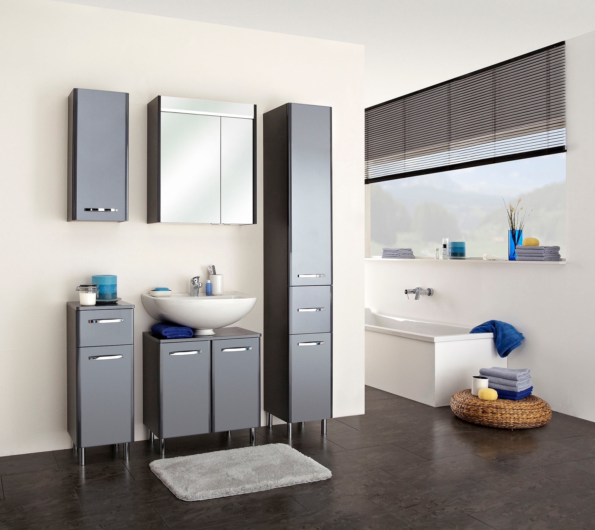 Saphir Unterschrank »Quickset 327 Badschrank, 1 Tür, 1 Schublade, 30 cm breit« Badezimmer-Unterschrank inkl. Türdämpfer, Griffe in Chrom Glanz