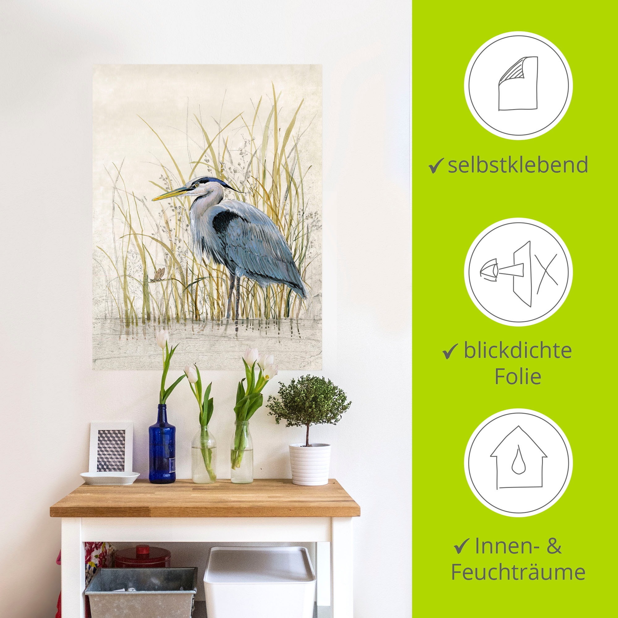Artland Wandbild »Reiherschutzgebiet II«, Vögel, (1 St.), als Alubild, Outdoorbild, Wandaufkleber in verschied. Größen
