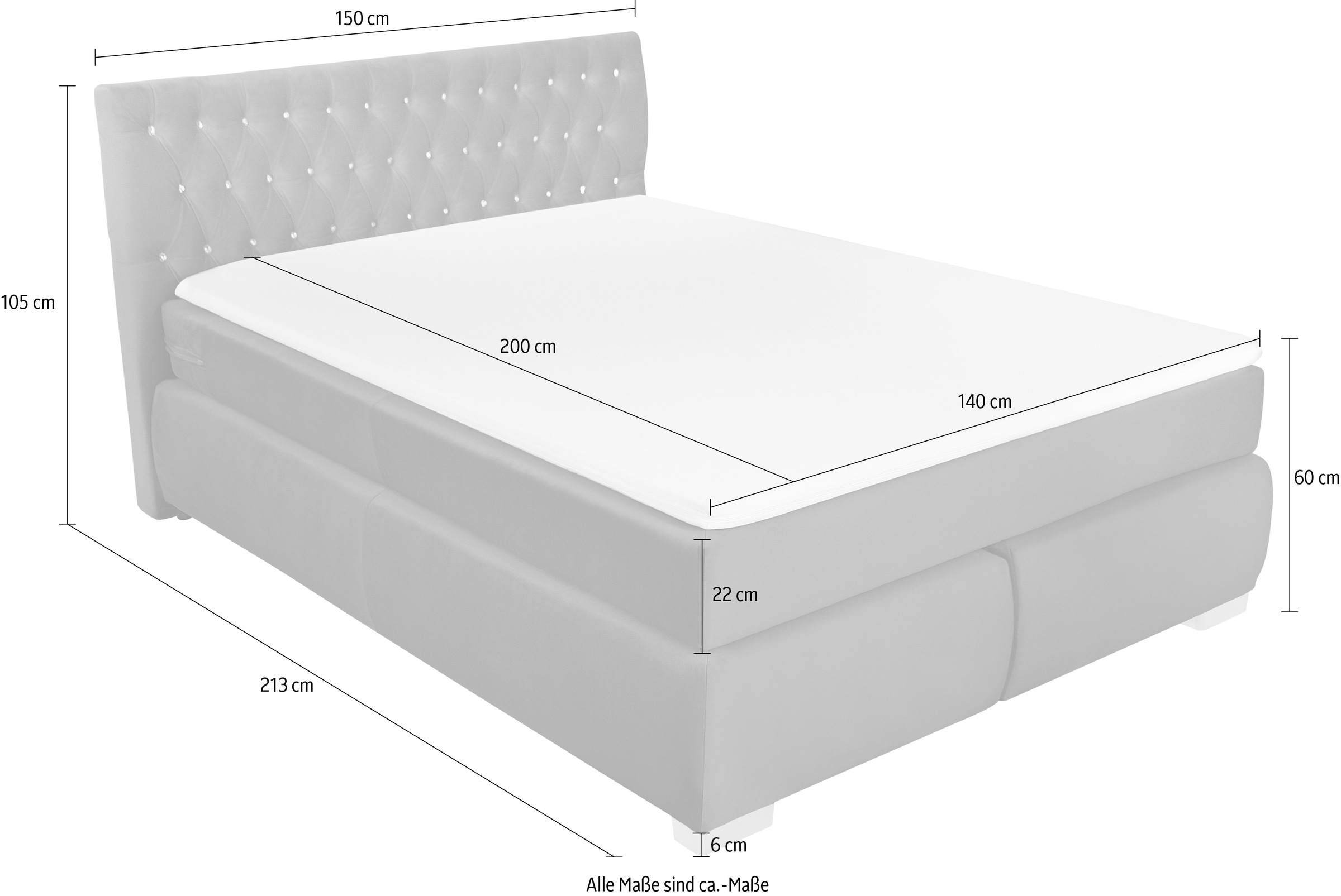 Leonique Boxspringbett »Rumba«, Taschenfederkern-Matratze in Härtegrad 3, in 4 Breiten, incl. Topper