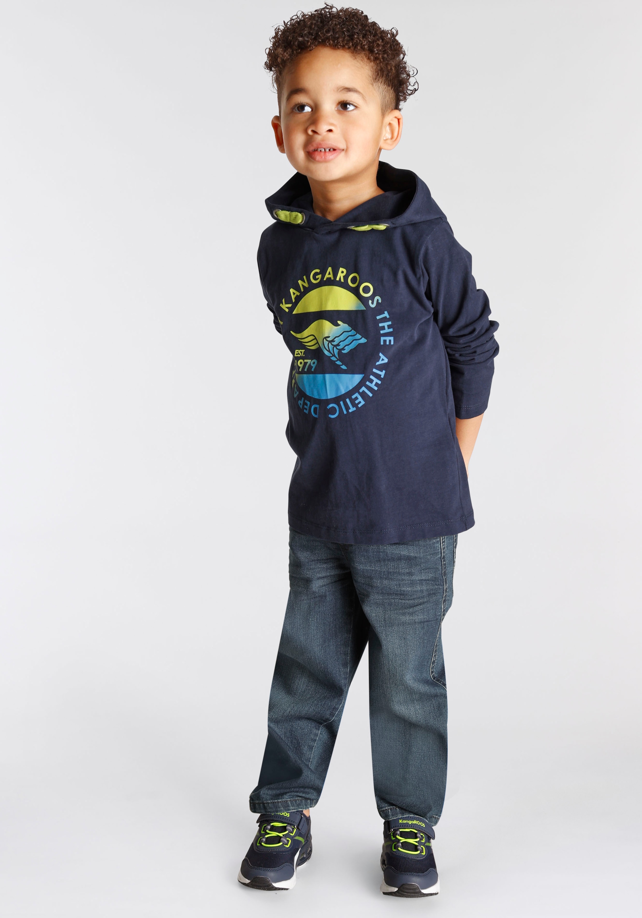 KangaROOS Langarmshirt »Shirt für kleine Jungen«, Kapuzenshirt mit Print
