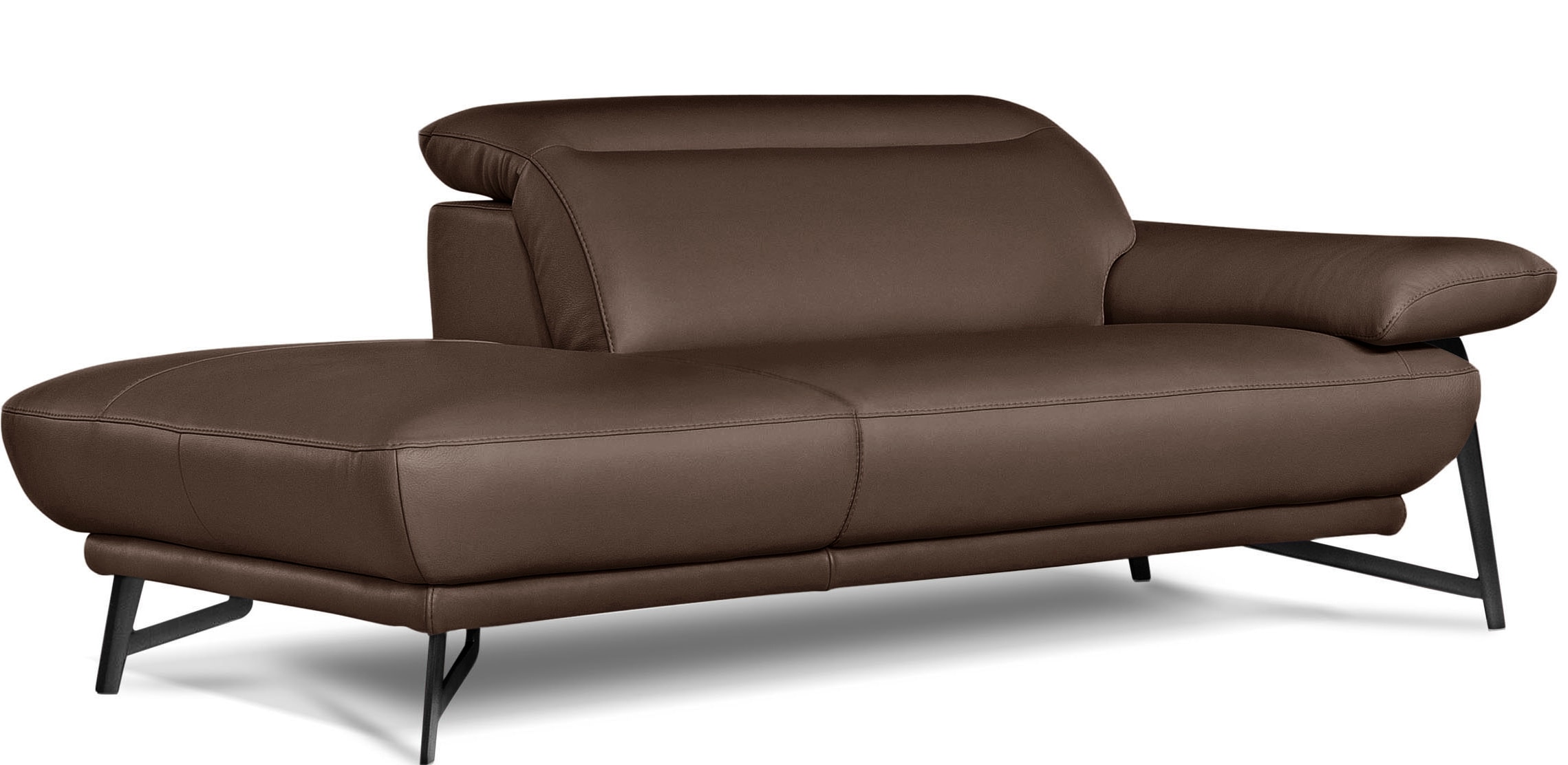 Egoitaliano Ottomane »Anais, erstklassiges Designsofa, Breite 179 cm, Fußfarbe schattengrau«, Kopfteil verstellbar, Leder BULL, chocolate