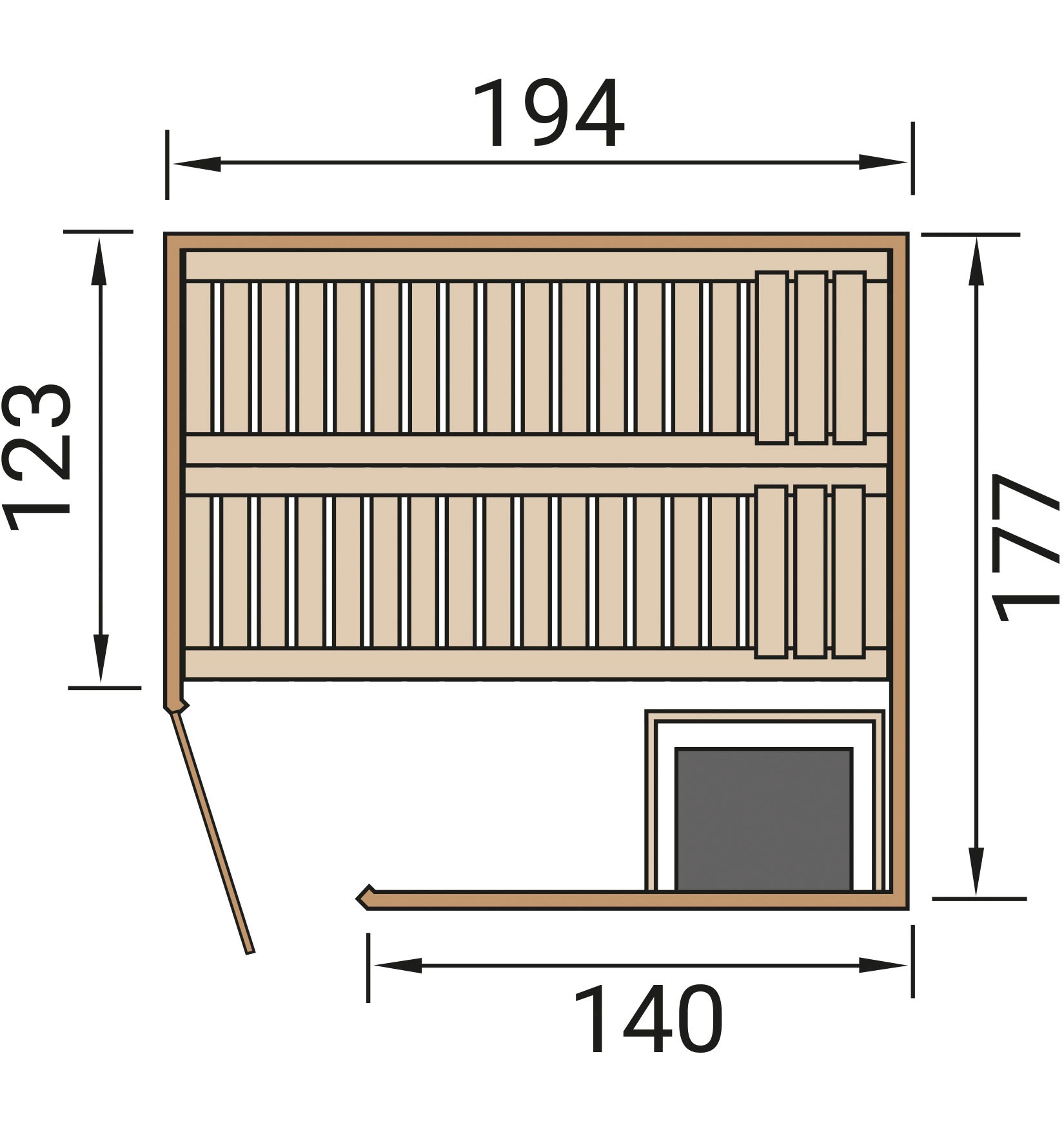 weka Sauna »Element-Ecksauna VARBERG 2«, vorgefertigte Elemente, Eckeinstieg, moderne Ganzglastür