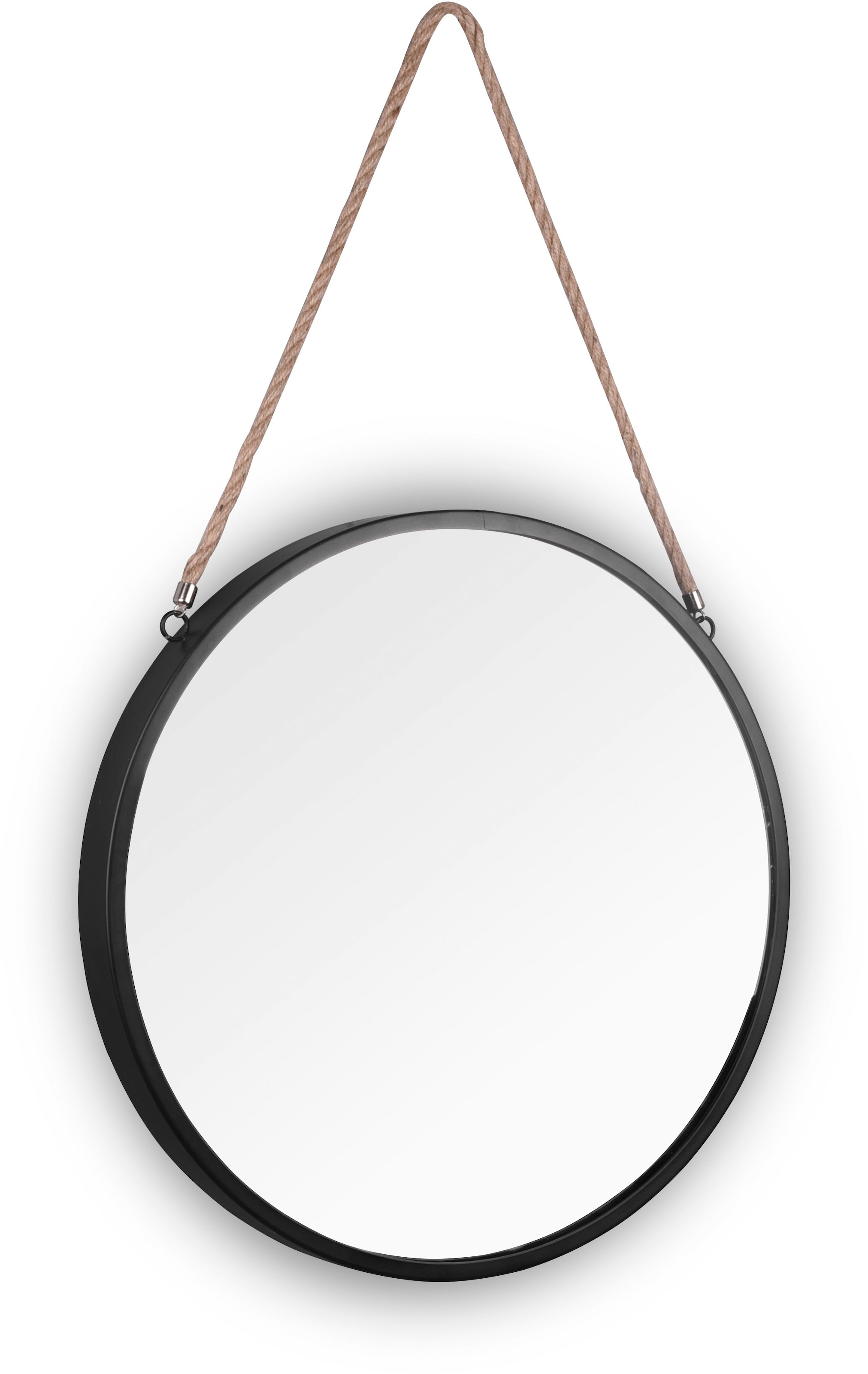MIRRORS AND MORE Dekospiegel »Taira«, (1 St.), Wandspiegel Ø 40 cm, lackiertes Metall mit Kordelband