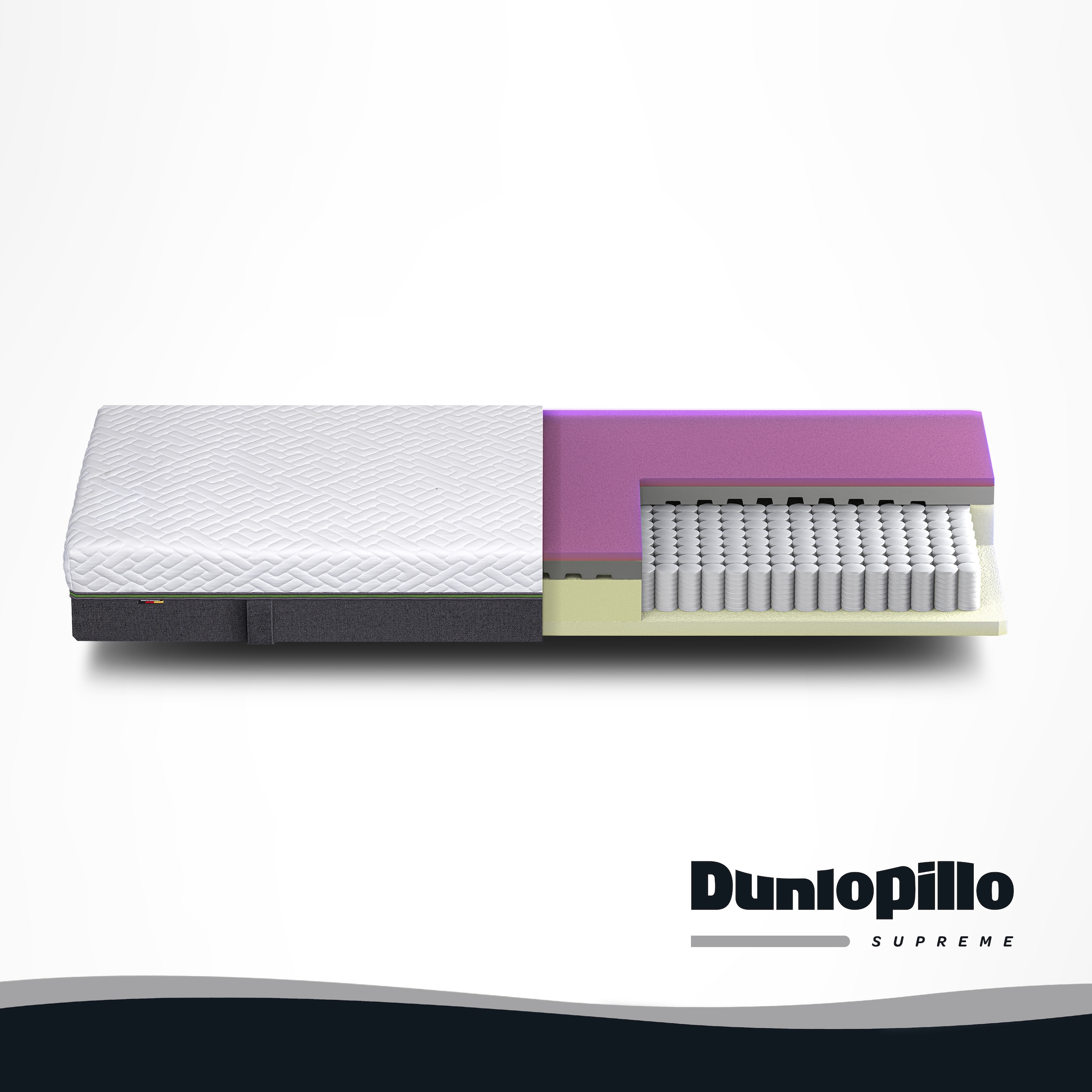 Dunlopillo Taschenfederkernmatratze »Dunlopillo Supreme T, Matratze 90x200, 140x200 cm, Made in Germany« 25 cm hoch 1.000 Federn 1 Stk. tlg. Temperaturunabhängige Aquagelplatte, 1000 Federn (bei 100x200 cm)