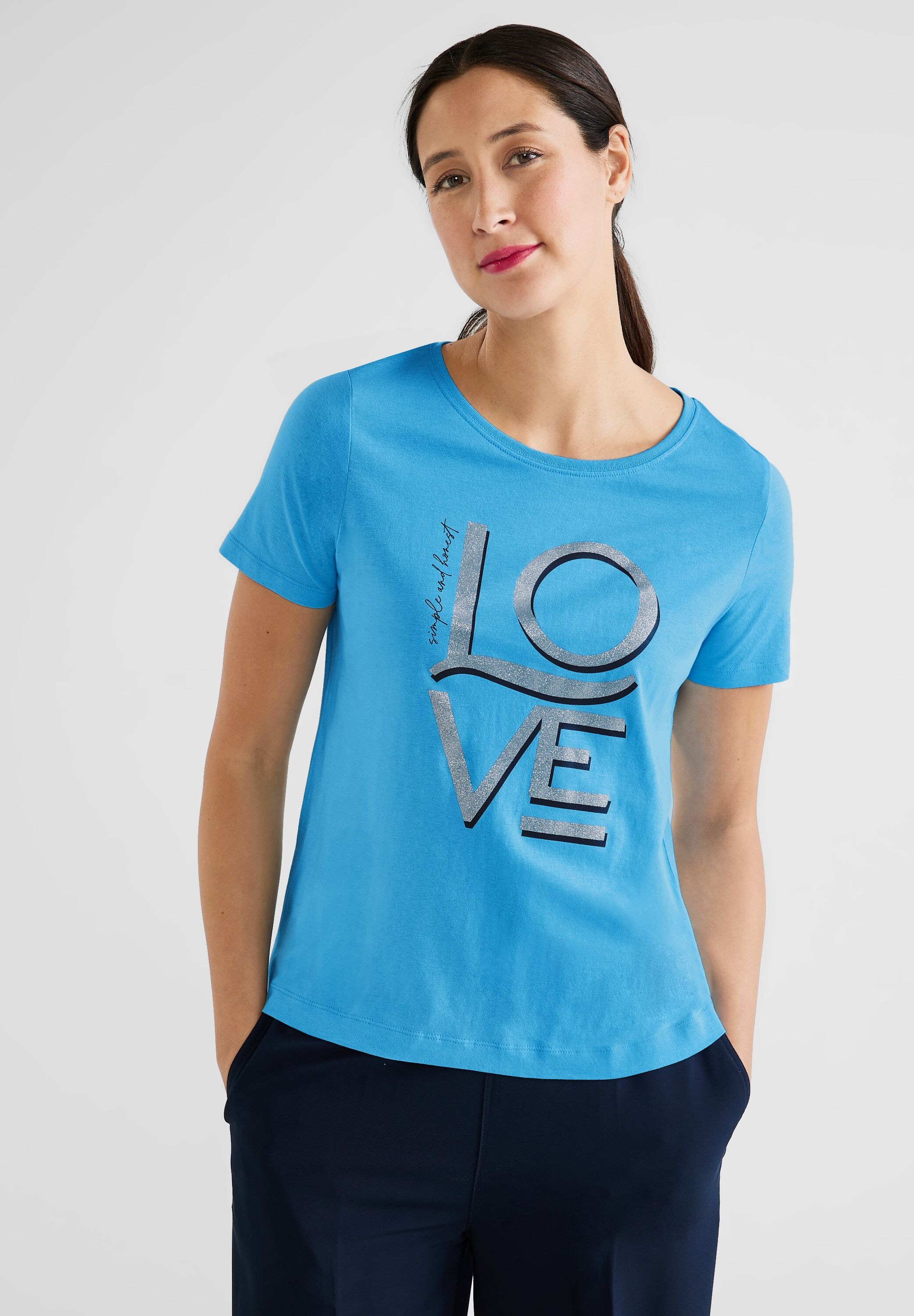 STREET ONE T-Shirt, mit schimmerndem Schriftzug kaufen
