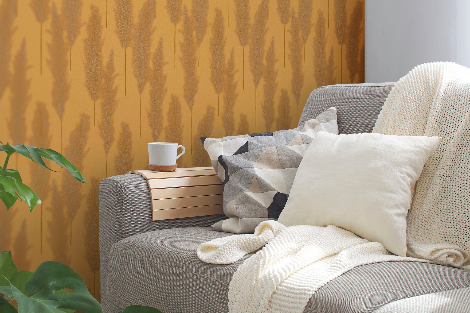 A.S. Création Vliestapete »Hygge«, floral-Motiv-gemustert, Tapete Schilfgras Tapete Pampasgras Tapeten Wohnzimmer Schlafzimmer