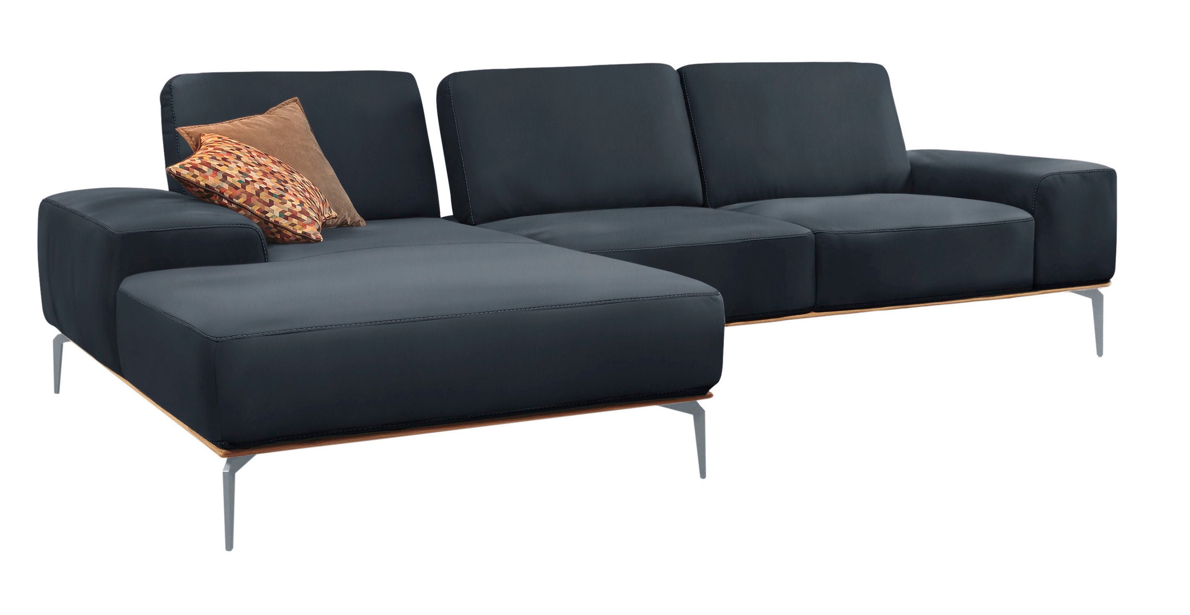 W.SCHILLIG Ecksofa »run, Designsofa mit tollem Sitzkomfort, bequem, L-Form«, mit elegantem Holzsockel, Füße in Silber matt, Breite 319 cm