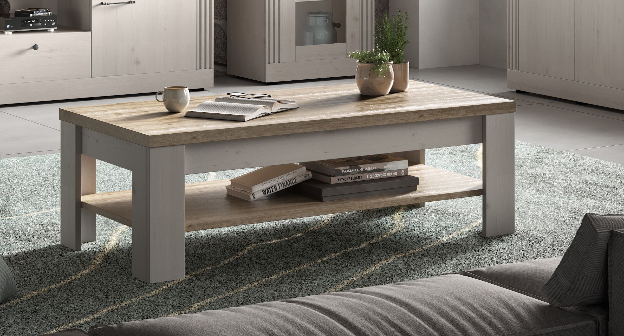 Home affaire Couchtisch »Country 110 x 68 cm, Wohnzimmertisch mit Ablageboden,«, Sofatisch, zweifarbig, rechteckig, Tischplattenstärke 38 mm
