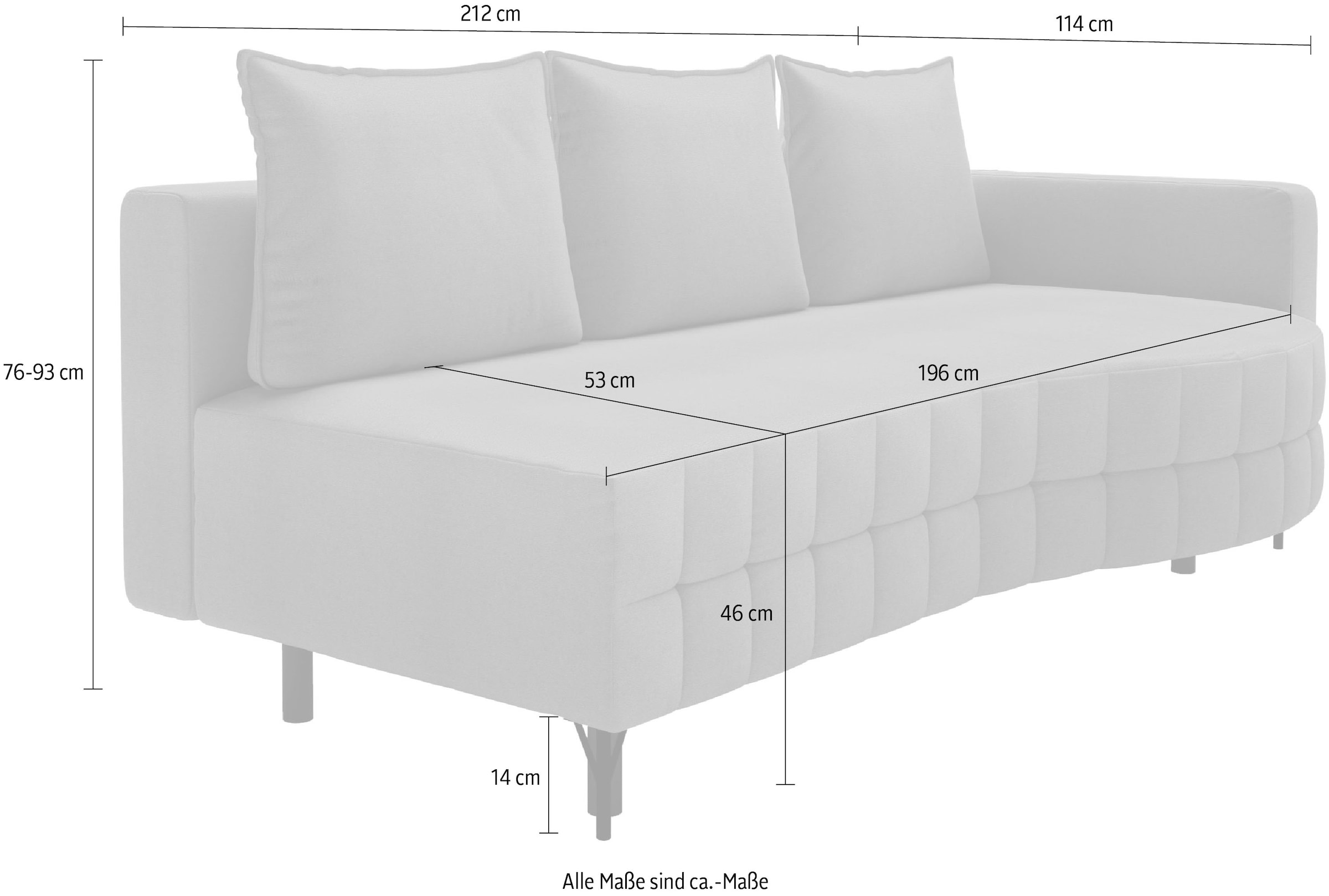 exxpo - sofa fashion Loungesofa »T wiggy Schlafsofa mit Bettfunktion und Bettkasten,« komfortabler Federkern, super Sitzkomfort, elegante Formensprache