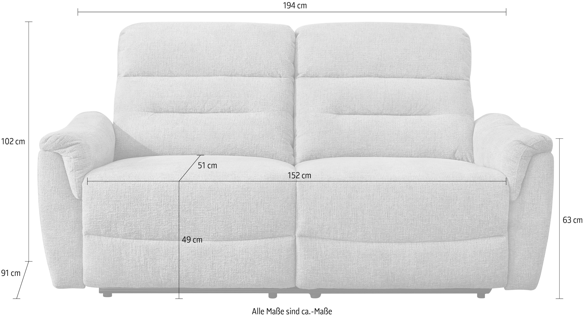 Jockenhöfer Gruppe 2,5-Sitzer »Utah« Liegefunktion durch halbautomatische Relaxfunktion, TFK-Polsterung