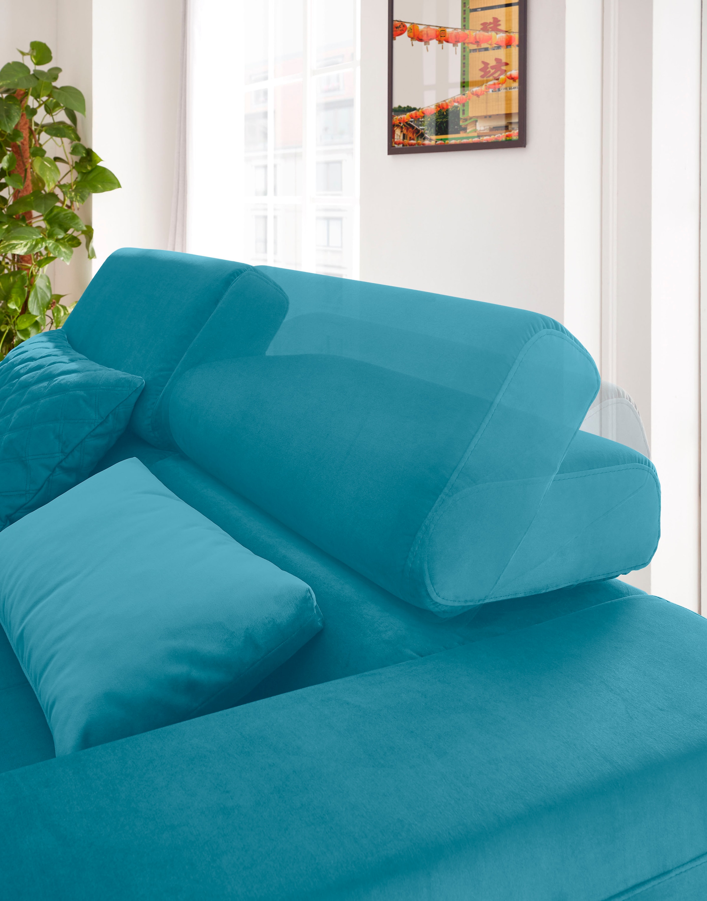 GALLERY M branded by Musterring Ecksofa »Felicia Due L-Form«, Wahlweise mit Sitzvorzug, inkl. Kopfteilverstellung, Sitzhöhe 43 cm