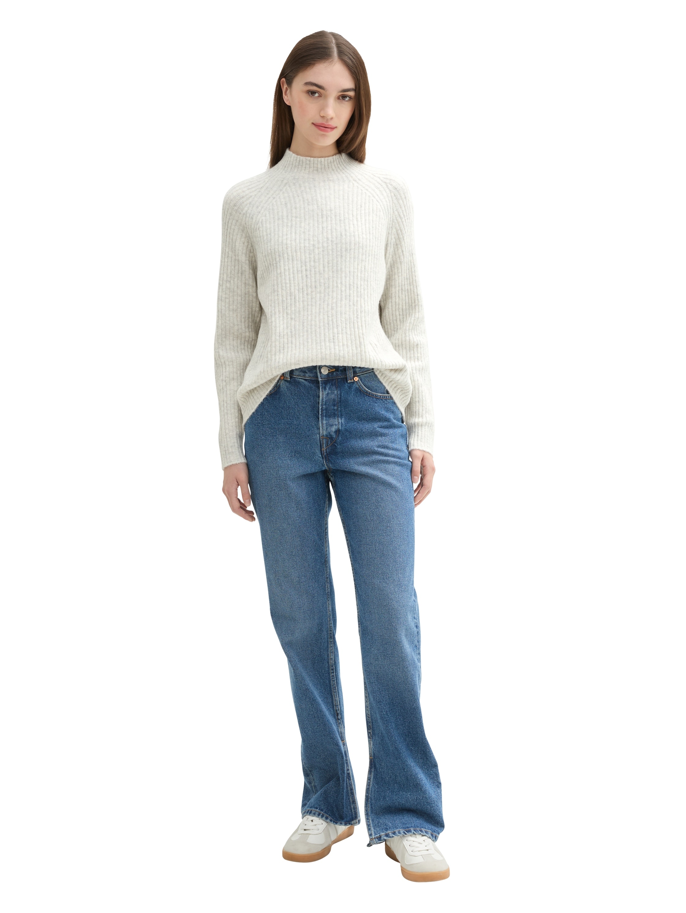 TOM TAILOR Denim Stehkragenpullover, mit Rippstruktur