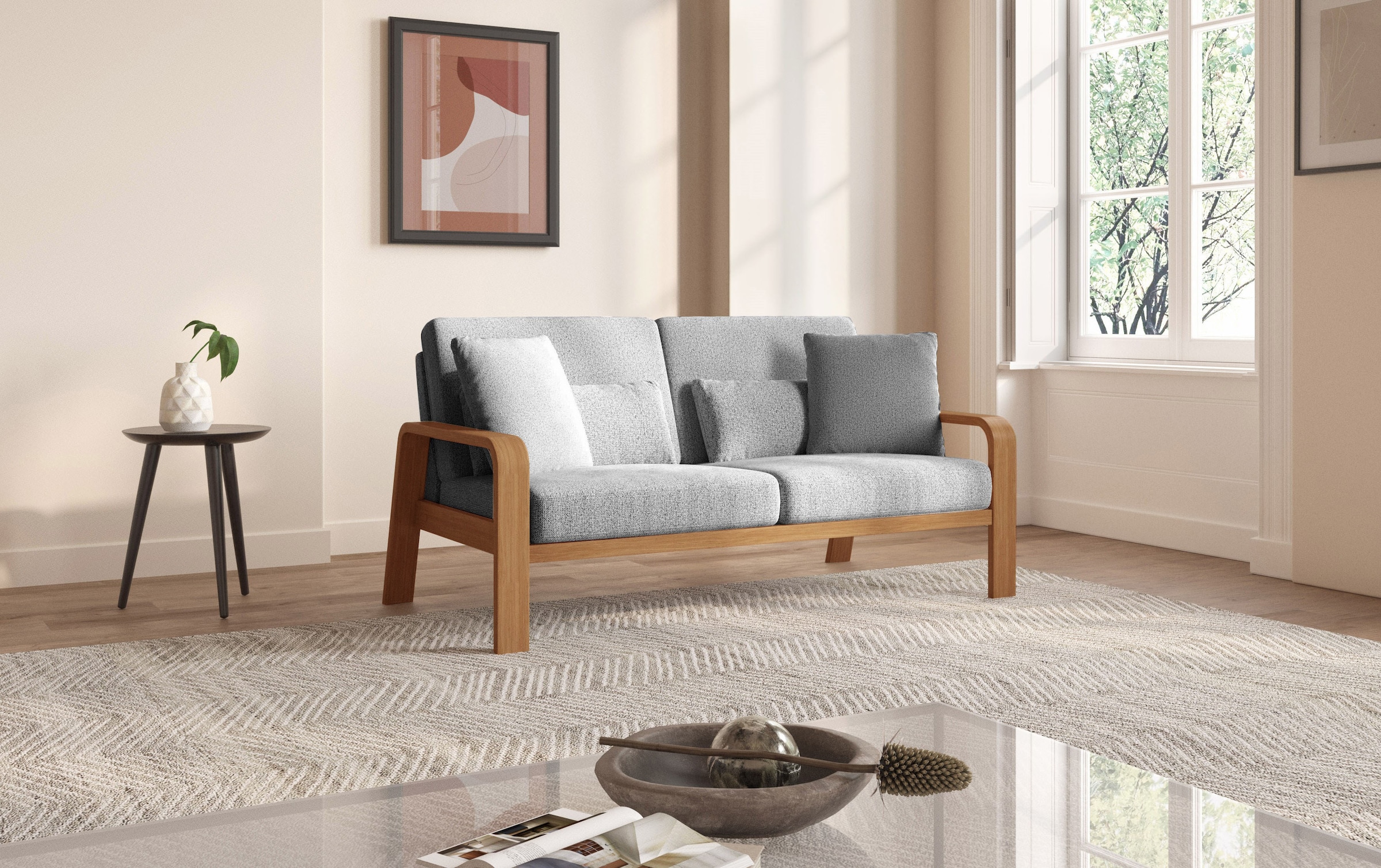 sit&more 2,5-Sitzer "Kolding" Armlehnen aus eichefarbigem Buchenholz, versc günstig online kaufen