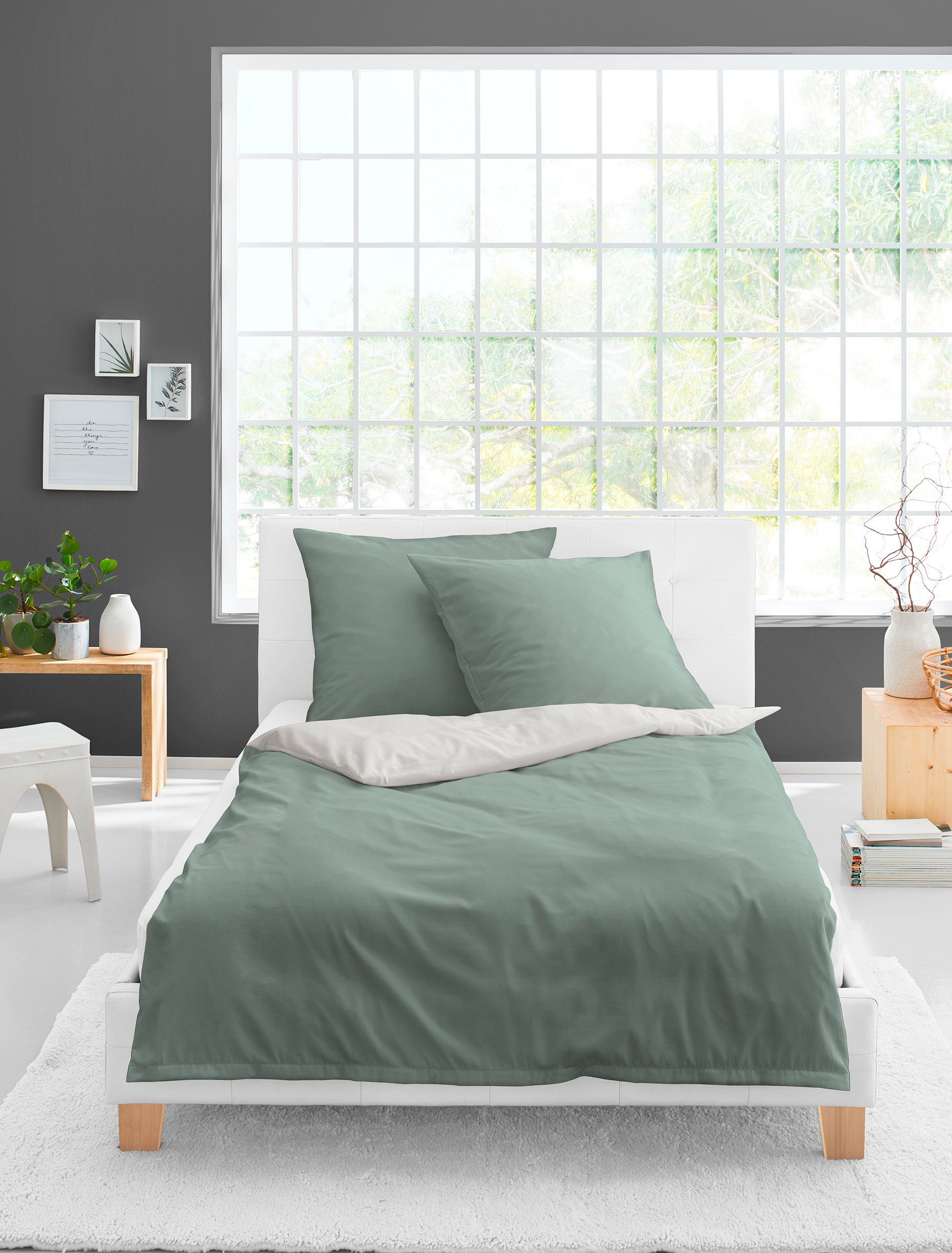 BIERBAUM Wendebettwäsche »Modern Uni in Gr. 135x200 oder 155x220 cm«, Moder günstig online kaufen