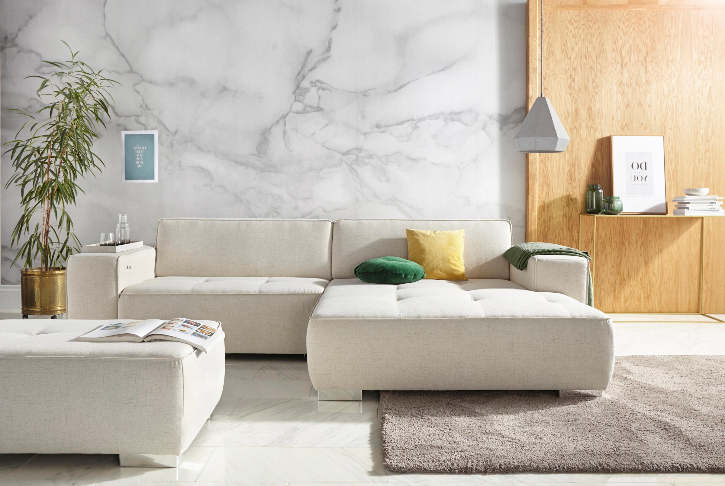 INOSIGN Ecksofa »Sapporo L-Form«, wahlweise Bettfunktion oder Sitztiefenver günstig online kaufen