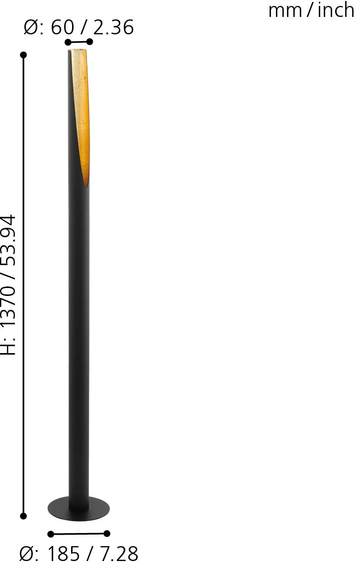 EGLO LED Stehlampe »BARBOTTO«, 1 flammig, Leuchtmittel LED-Board-GU10 | LED wechselbar, schwarz, gold / Ø6 x H137 cm / inkl. 1 x GU10 (je 4,5W) / warmweiß