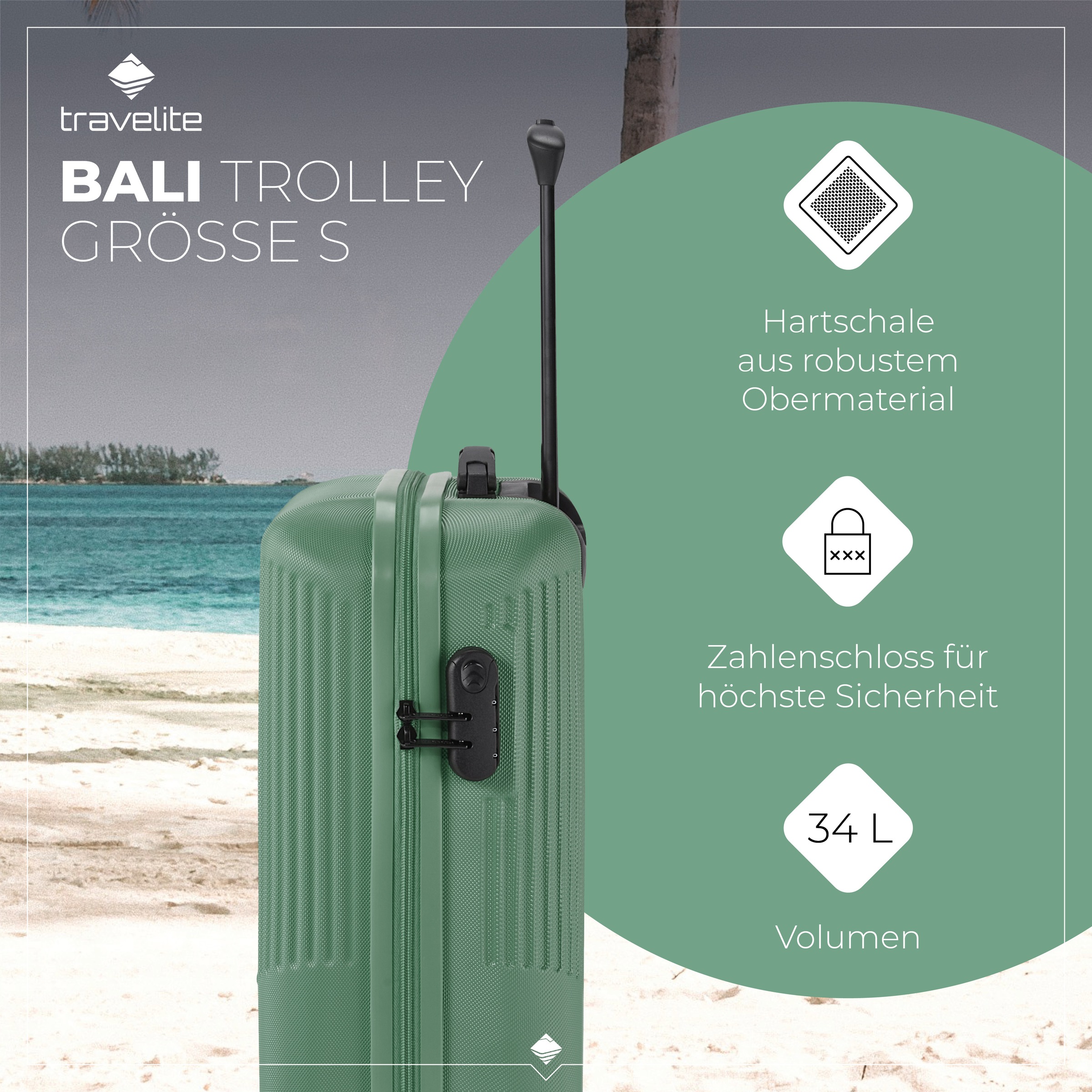 travelite Hartschalen-Trolley »BALI, in verschiedenen Größen und Farben«, 4 Rollen, Hartschallenkoffer Reisegepäck Reisekoffer TSA Schloss