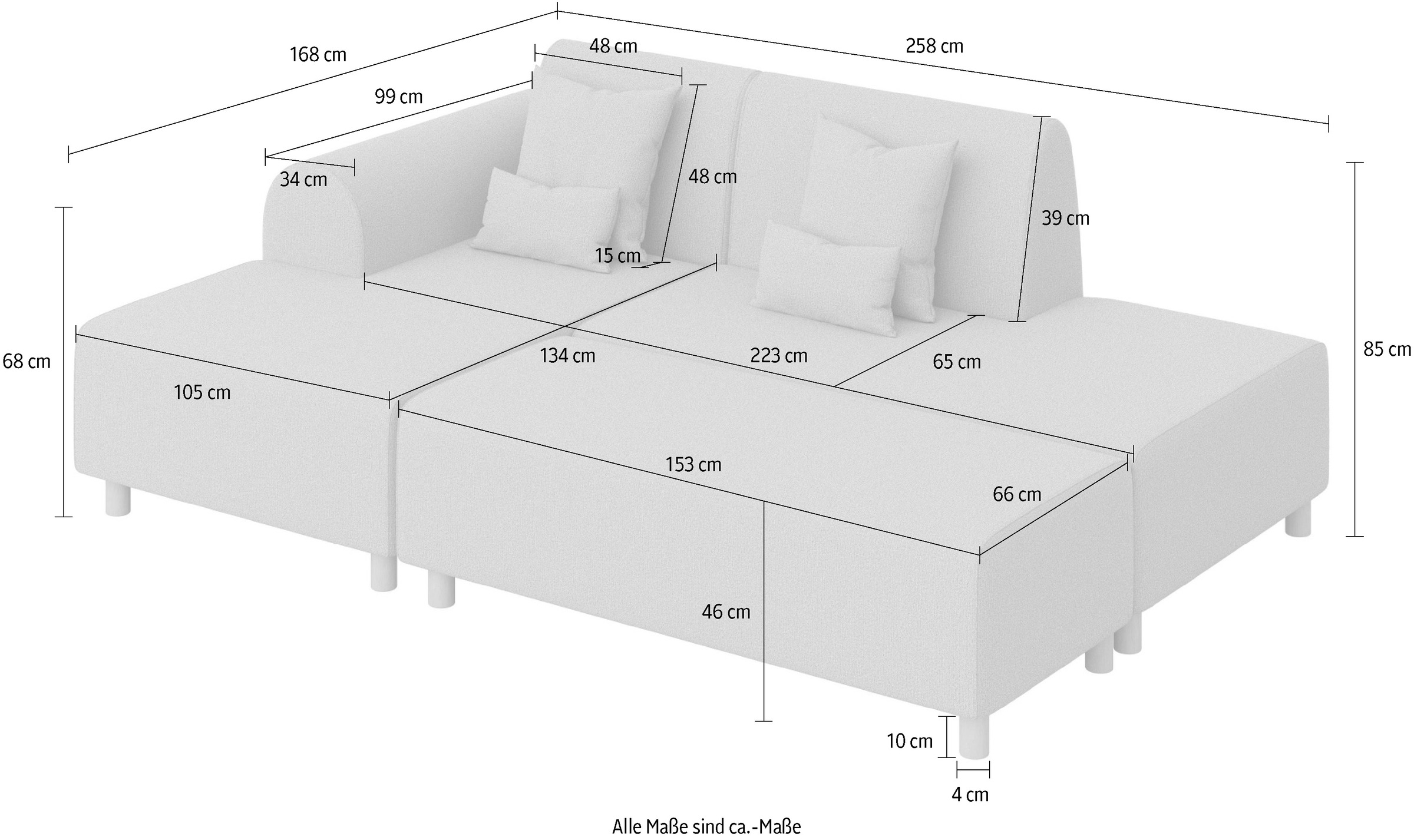 INOSIGN Ecksofa »Suyala«, L-Form mit Hocker