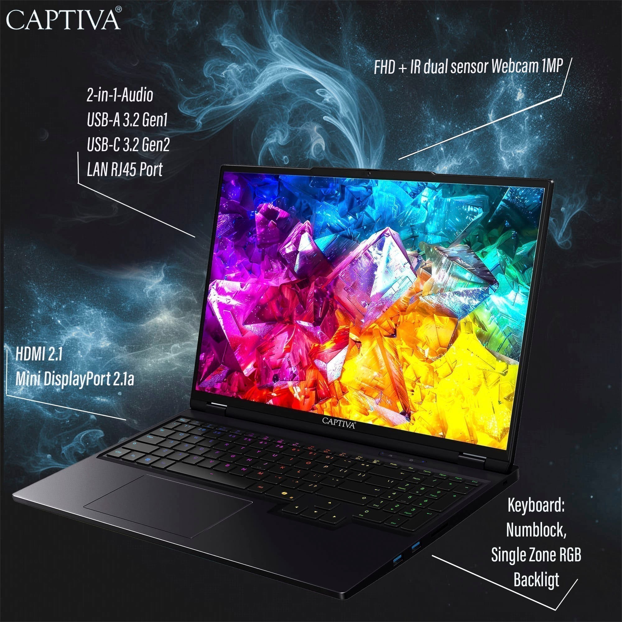 CAPTIVA Gaming-Notebook »Highend Gaming R10-1149GE« 40,6 cm / 16 ″ AMD Ryzen 9 GeForce RTX 5080 2.000 GB SSD