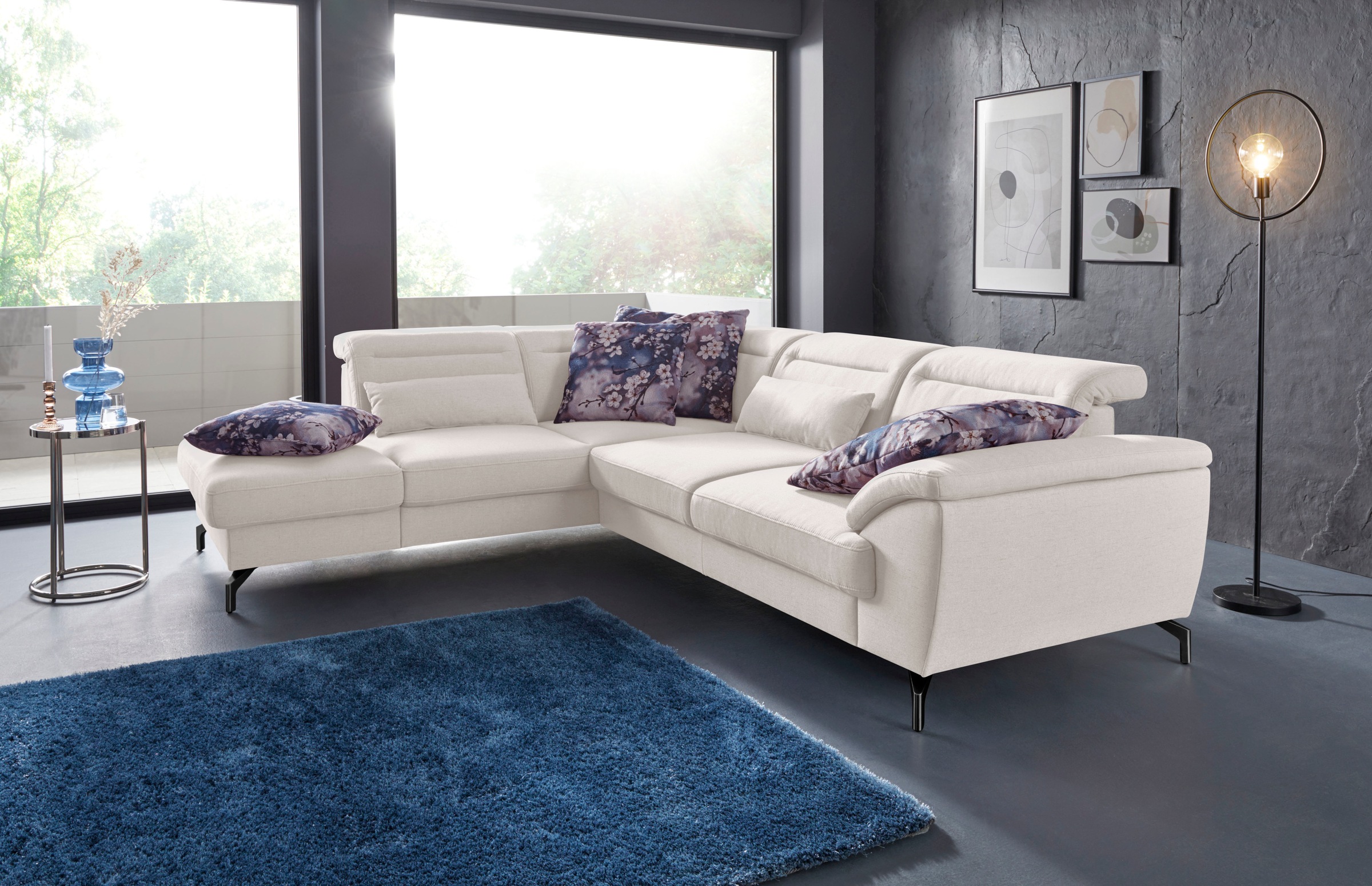 sit&more Ecksofa »Percy L-Form«, 12 cm Fußhöhe, Sitztiefenverstellung, wahlweise in 2 Fußfarben