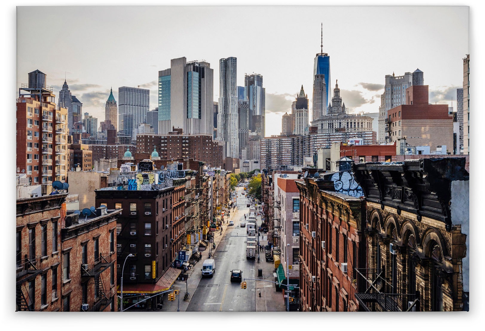 Bricoflor Leinwand New York Skyline Urbanes Wandbild In Beige Und Rosa Für günstig online kaufen