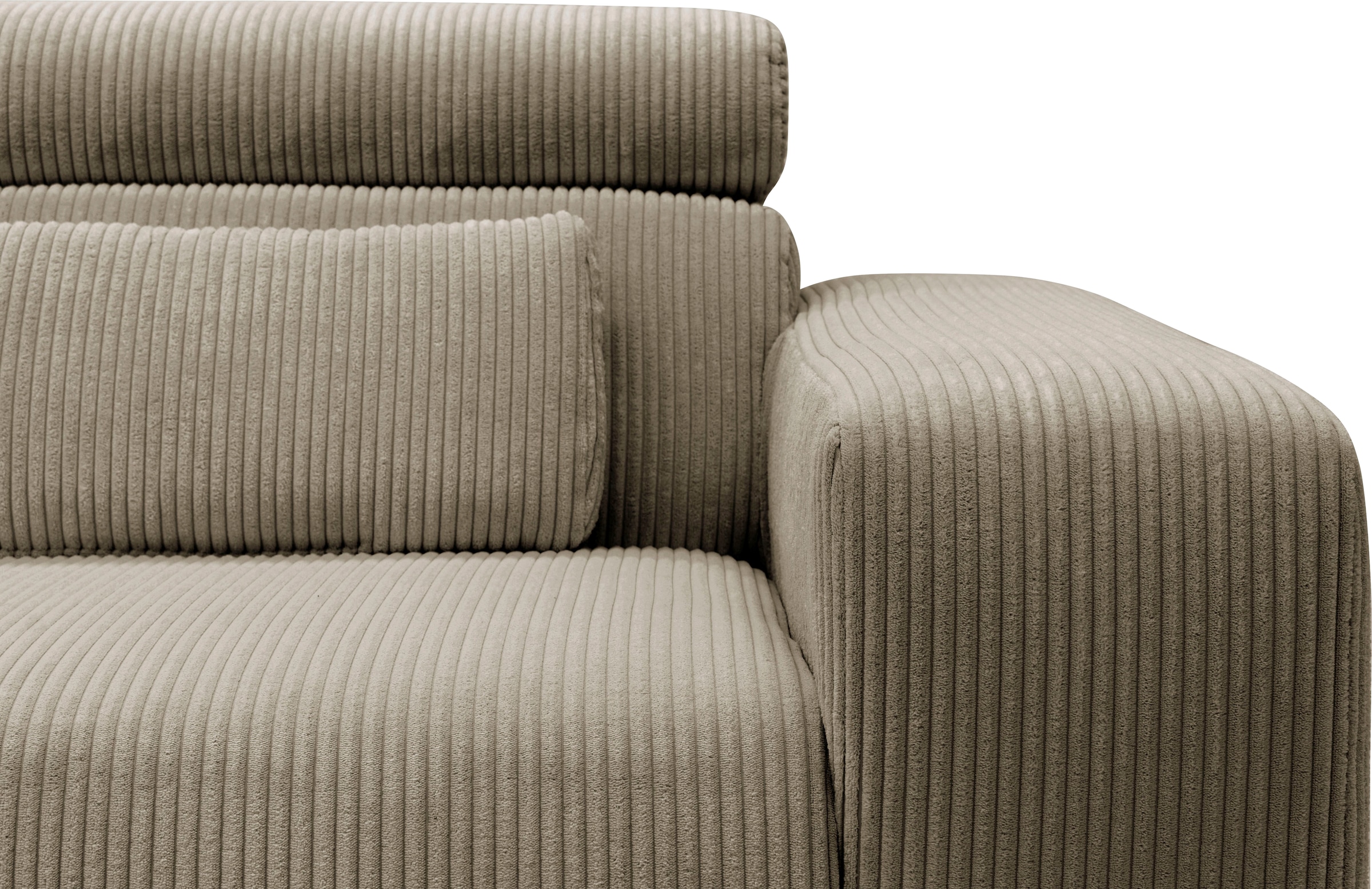 DOMO collection Ecksofa »Brandon B/T: 289/177 cm, belastbar bis 140kg/ Sitz, L-Form«, ohne Sitztiefenverstellung, Cord, schlamm