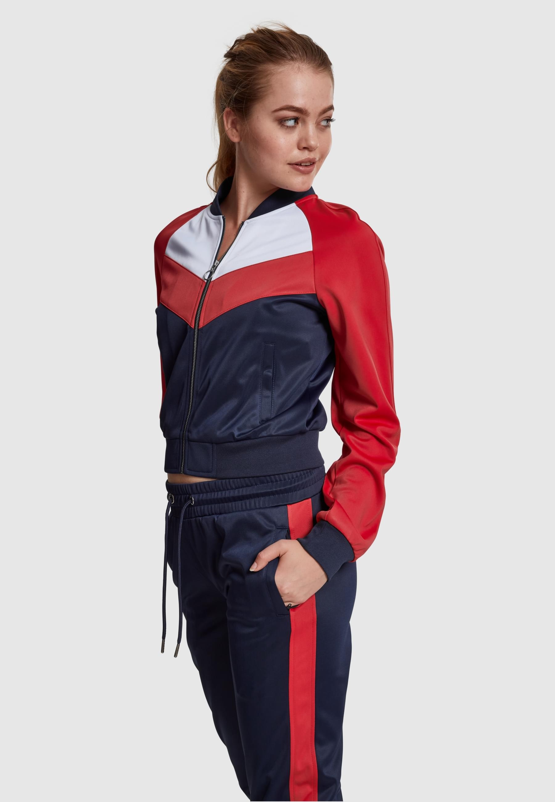URBAN CLASSICS Allwetterjacke »Urban Classics Damen Ladies Short Raglan Track Jacket« 1 Stk. tlg. ohne Kapuze