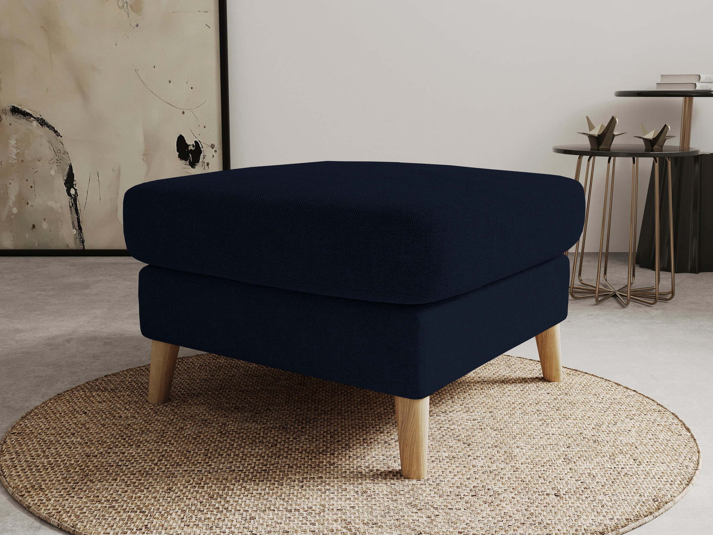 Home affaire Polsterhocker MARSEILLE, Massivholzbeine Eiche, günstig online kaufen