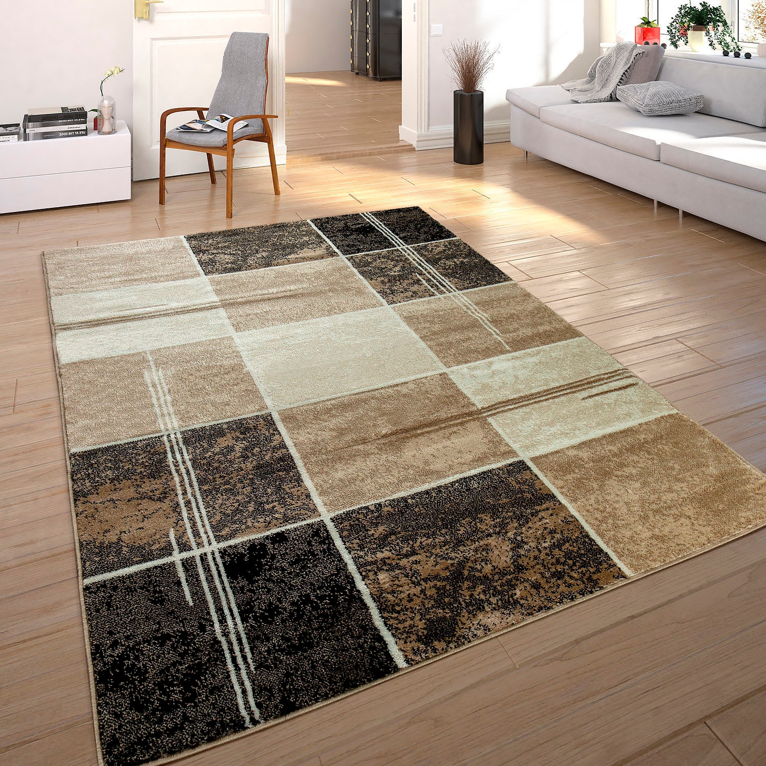 Paco Home Teppich »Sinai Karo im 057«, Marmor mit Muster Kurzflor, Optik, rechteckig, & bestellen Schlafzimmer online ideal Flur