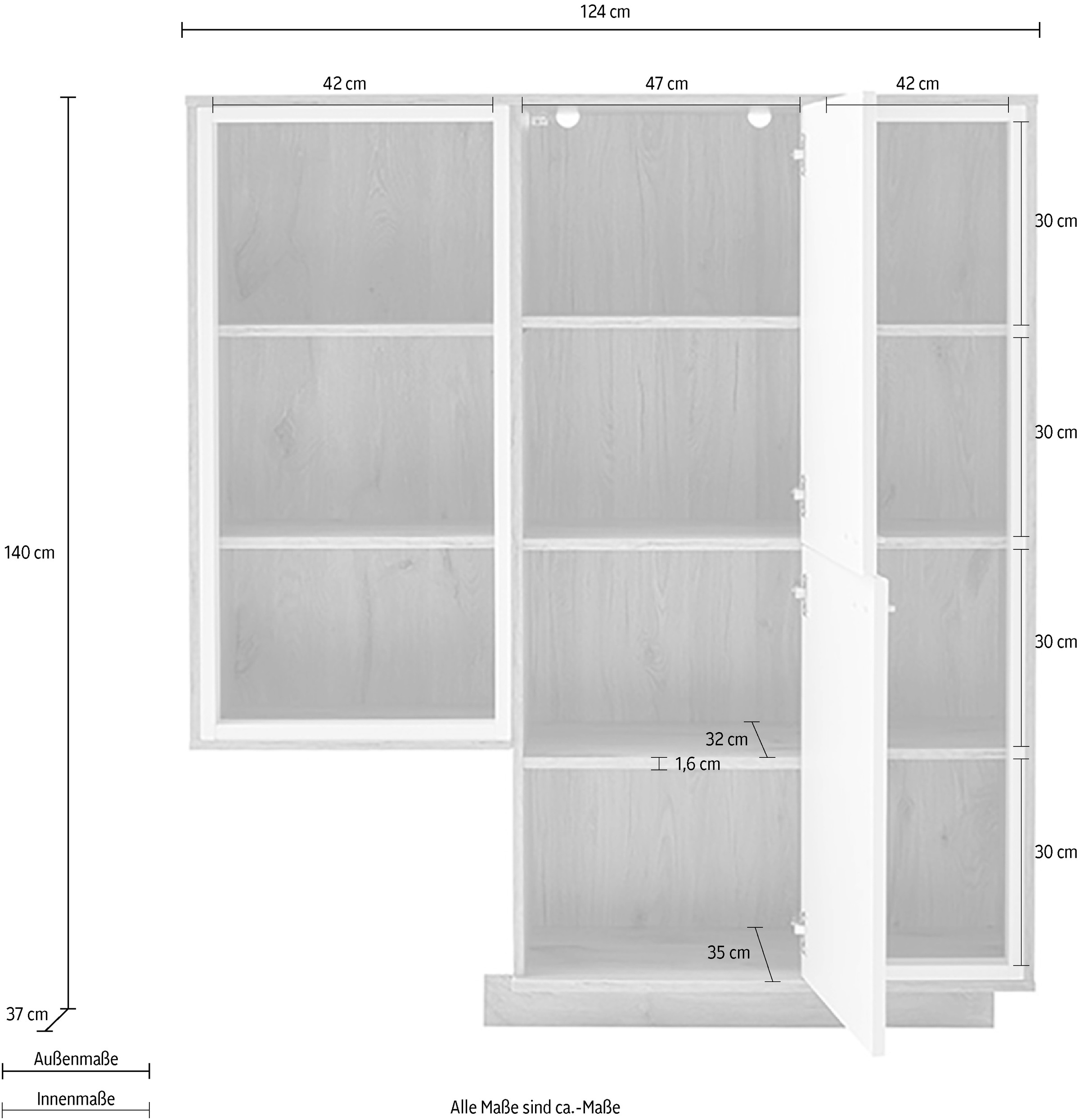 MCA furniture Highboard »SANTERNO«, nur in Verbindung mit Type 46310960! Breite 124 cm