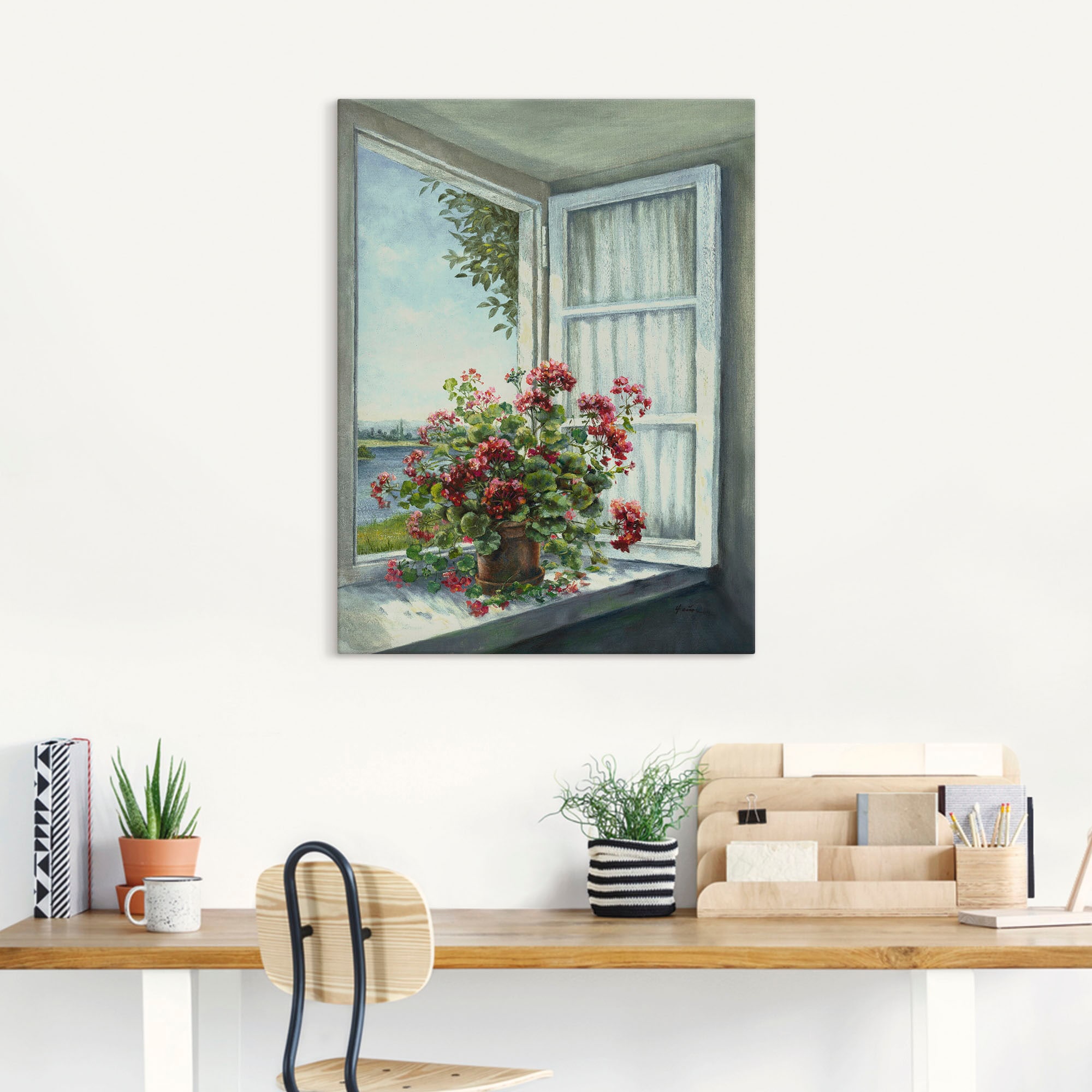 Artland Wandbild "Geranien am Fenster", Blumen, (1 St.), als Alubild, Outdo günstig online kaufen