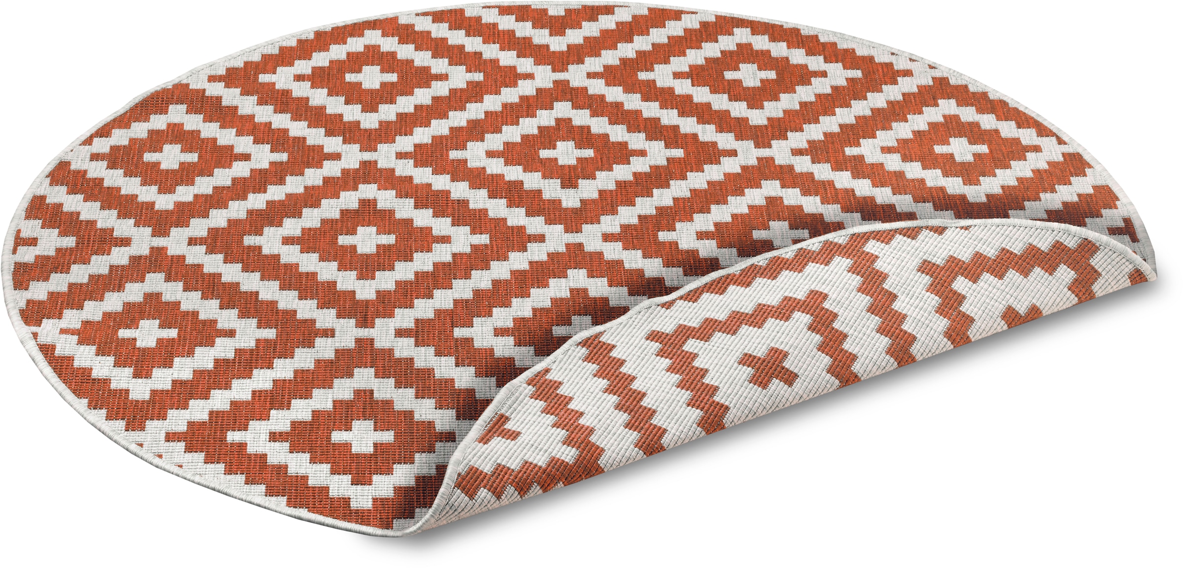 my home Teppich »Ronda Wendeteppich«, rund, 5 mm Höhe, Sisal-Optik, Flachgewebe, In- und Outdoor, geometrisches Boho Design