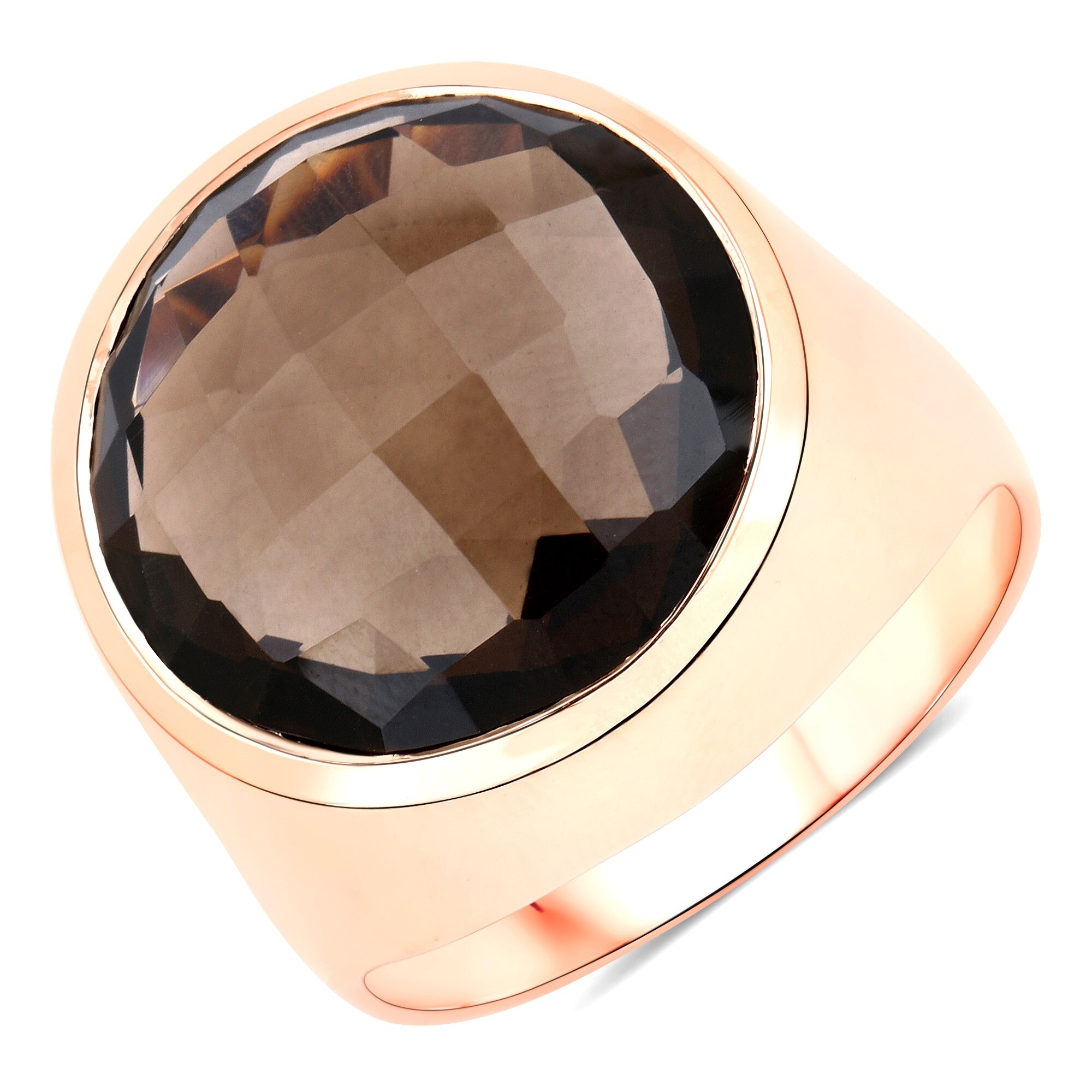 Vira Jewels Fingerring »925-Sterling Silber rotvergoldet Glänzend Rauchquarz dunkelbraun«