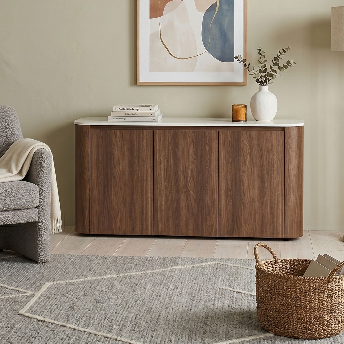 Jahnke Sideboard »TRESOR SB 150« Sideboard, Marmor Look, grifflose Optik, 3 Türen, Breite:150 cm