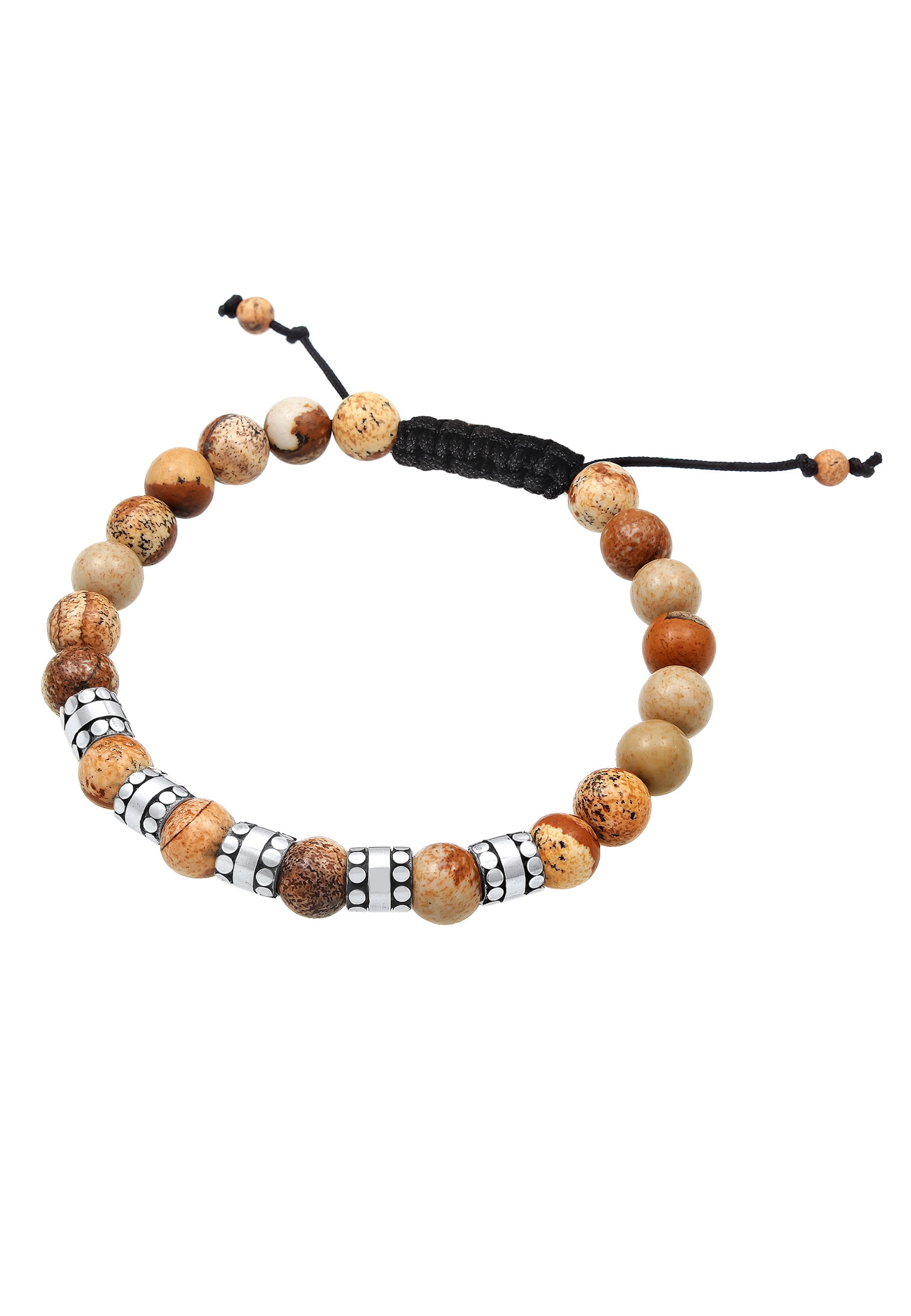 Kuzzoi Armband »Herren Achat Perlen Bead Jasper Look 925 Silber«