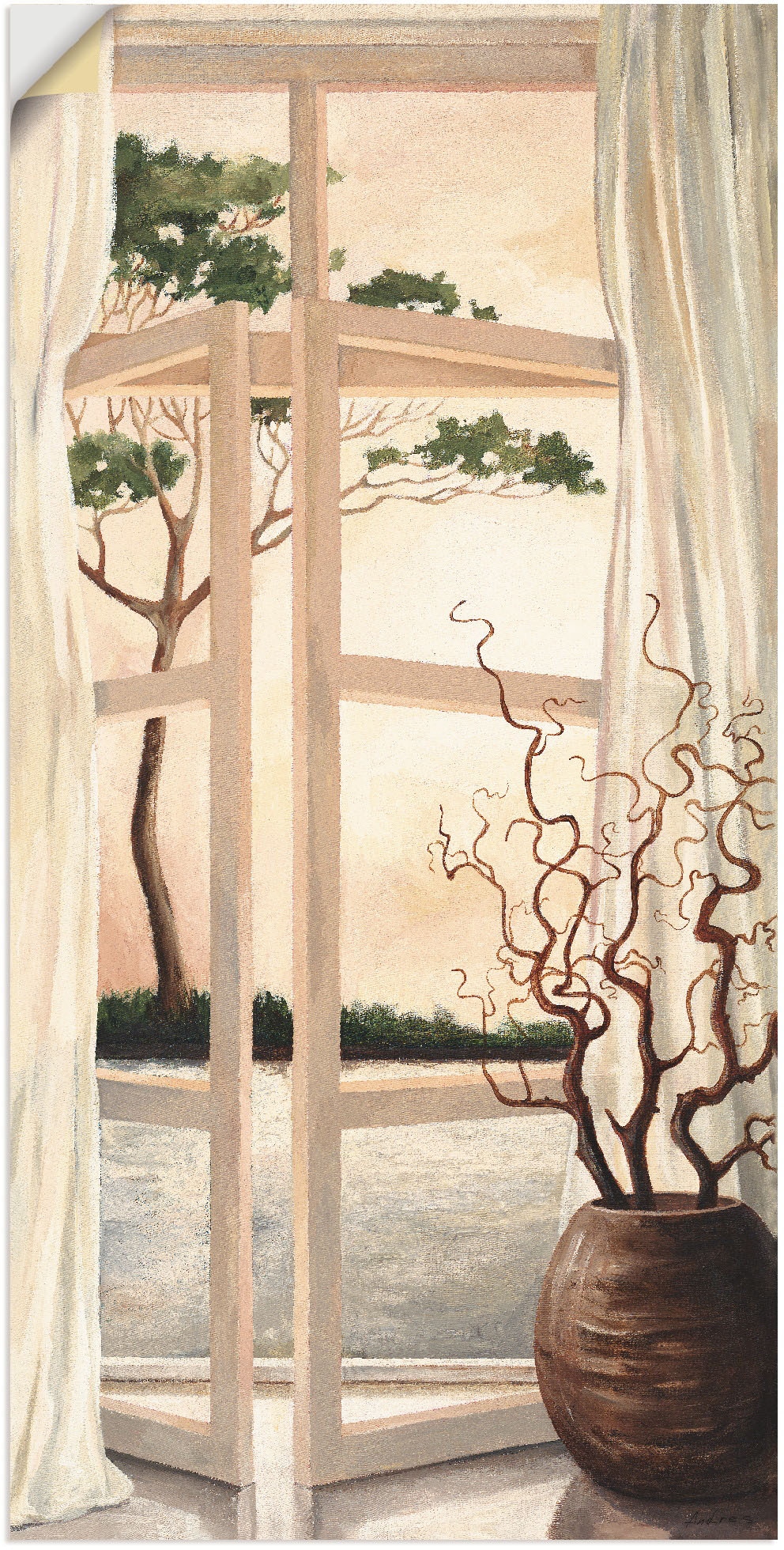 Artland Wandbild »Fensterbild Toskanischer Sonnenuntergang«, Fensterblick, (1  St.), als Alubild, Leinwandbild, Wandaufkleber oder Poster in versch. Größen  auf Rechnung kaufen
