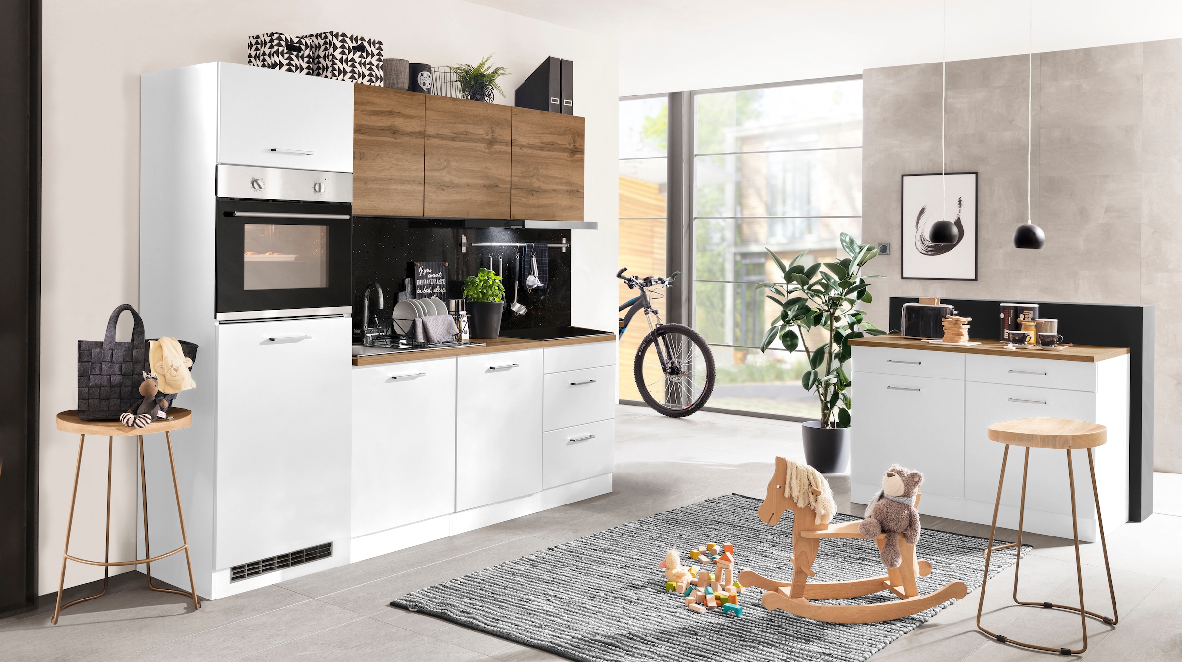 KOCHSTATION Küchenzeile »KS-Kehl«, mit E-Geräten, Breite 240 cm, inkl. Kühlschrank