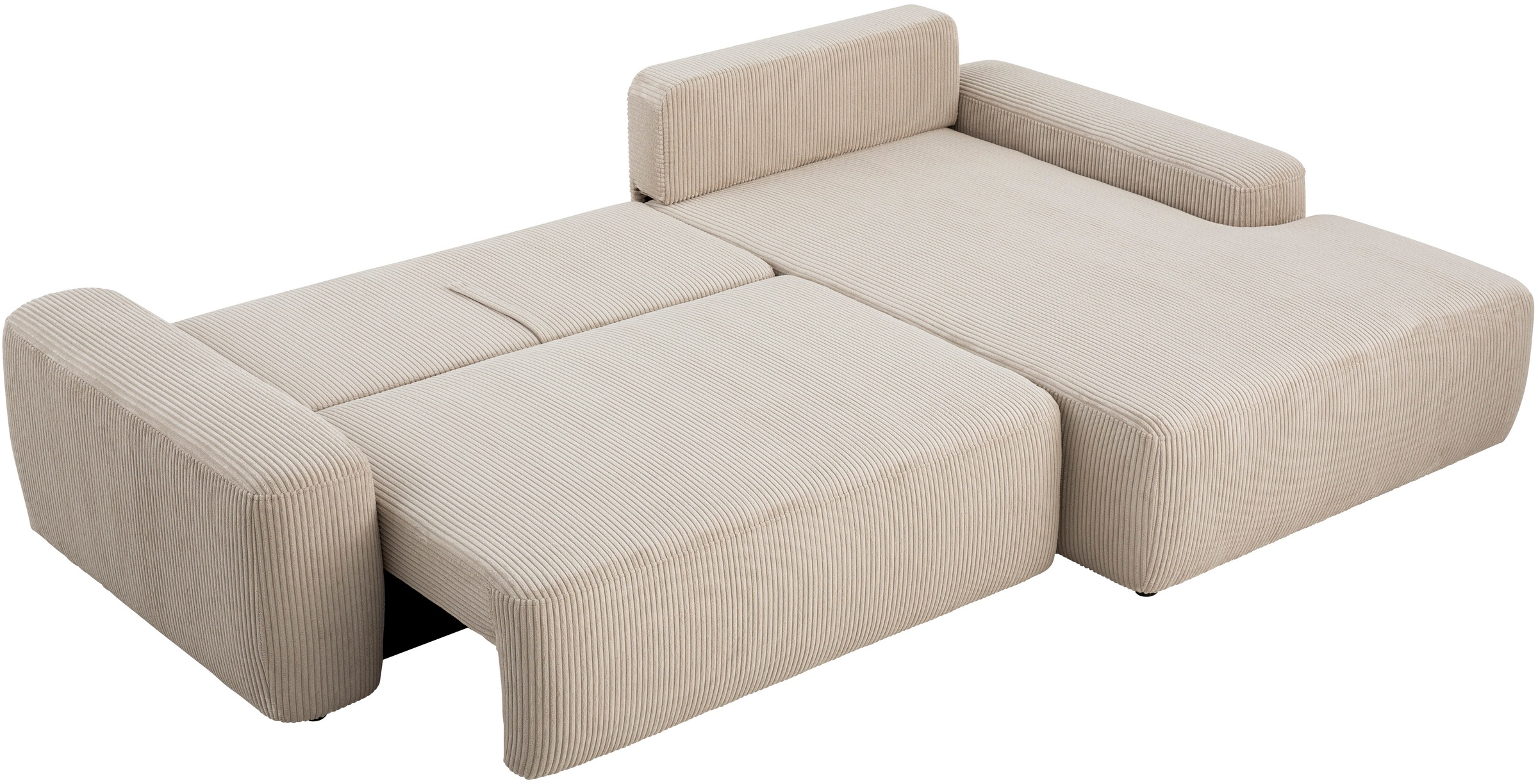 INOSIGN Ecksofa »TORGE (264cm), Schlafsofa in Cord, Samtvelours o Struktur fein, L-Form«, Schlaffunktion, Bettkasten, Liegefläche: 125/210 cm