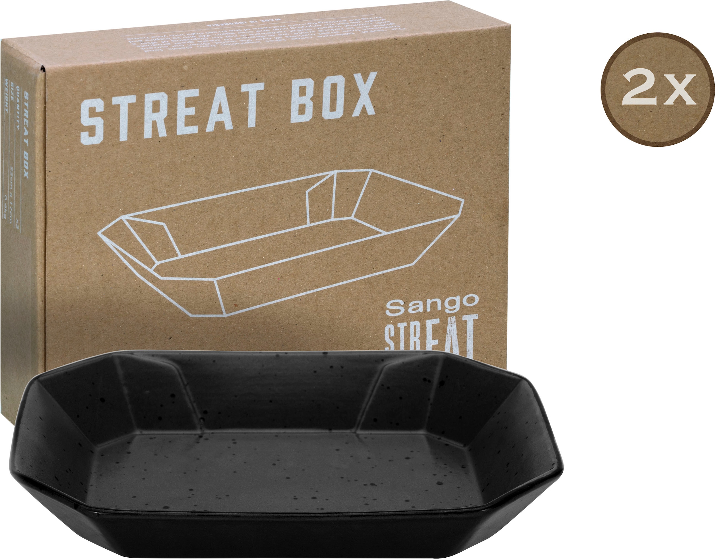 CreaTable Servierschale »Box«, 2 tlg., aus Steinzeug, Snackschale, Topaktueller „Streat Food“ Trend