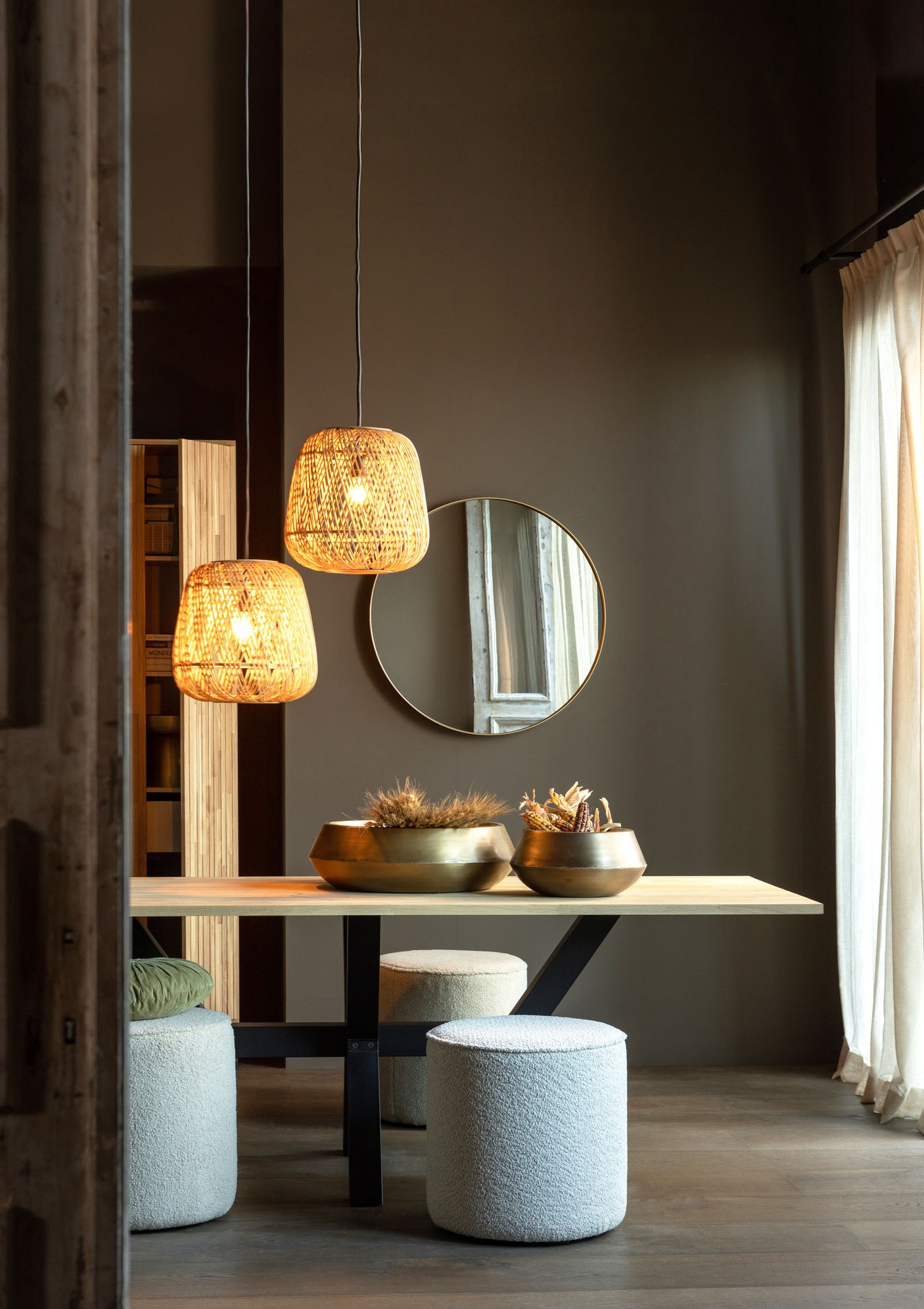 WOOOD Hocker »Sara«, weich gepolstert, runde Form, H 46 cm x Ø 46 cm