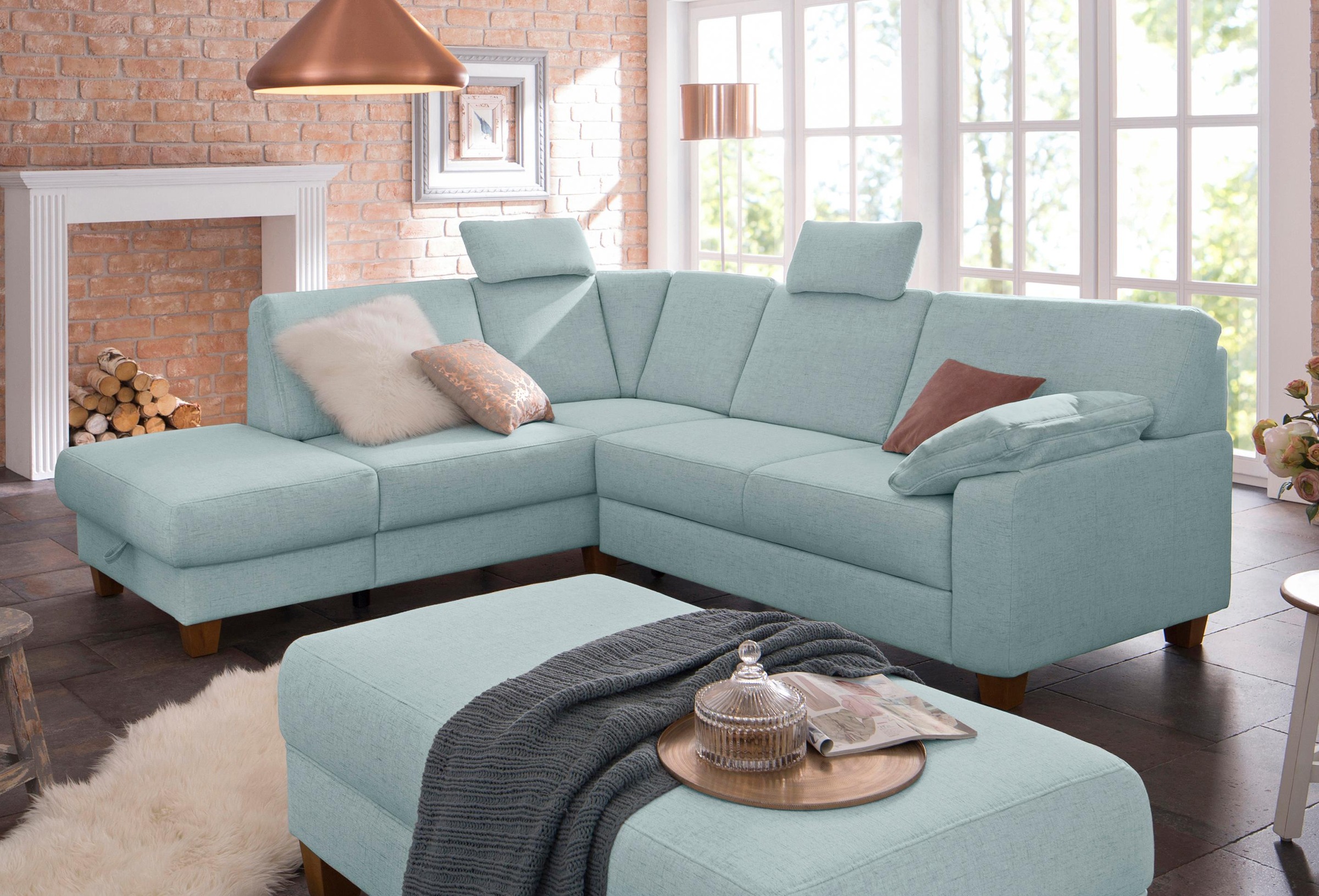 Home affaire Ecksofa »Belfort L-Form« mit Federkern, wahlweise mit Bettfunk günstig online kaufen