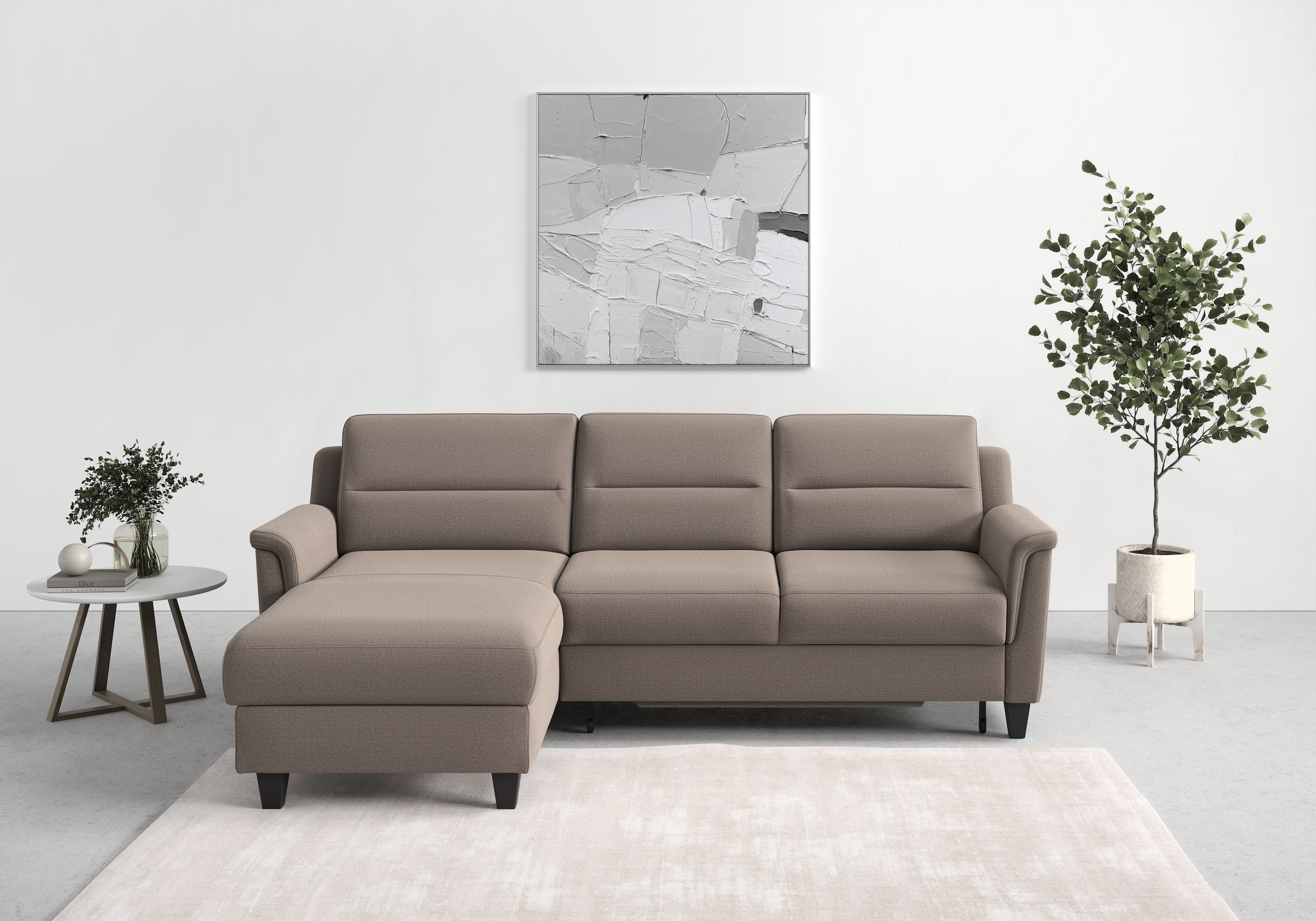 sit&more Ecksofa »Farö L-Form«, inklusive Federkern, wahlweise mit Bettfunktion und Bettkasten