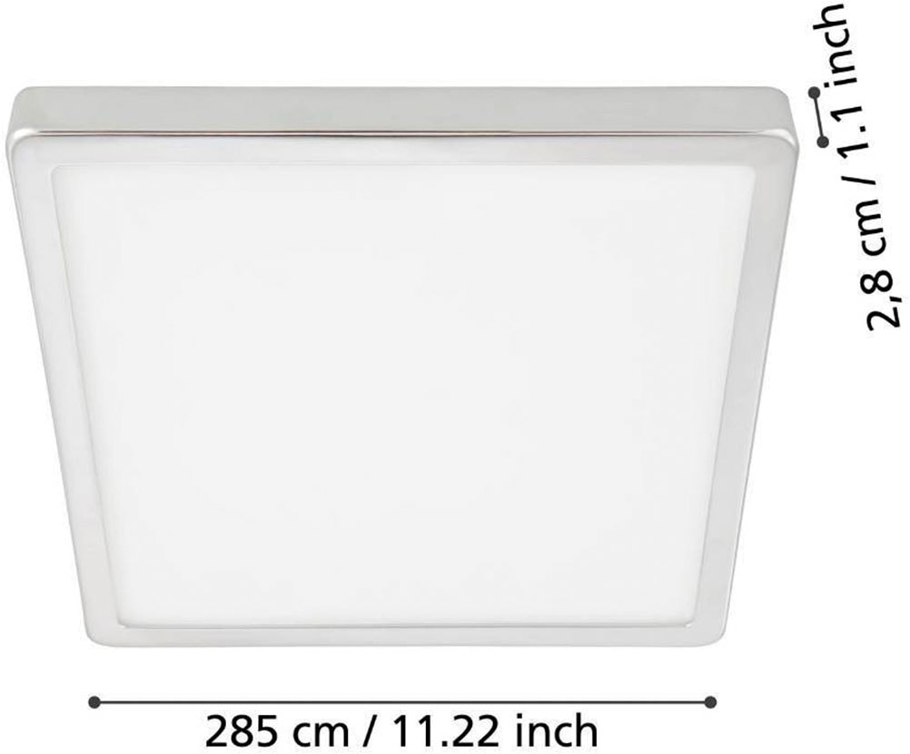EGLO Deckenleuchte »FUEVA 5 Deckenlampe, chrom, IP44, geringe Aufbauhöhe, 20 Watt, Quadrat«, Leuchtmittel LED-Modul | LED fest integriert, Aufbauleuchte, Badezimmer, Bad-Deckenlampe, modern, 28,5x28,5x2,8cm
