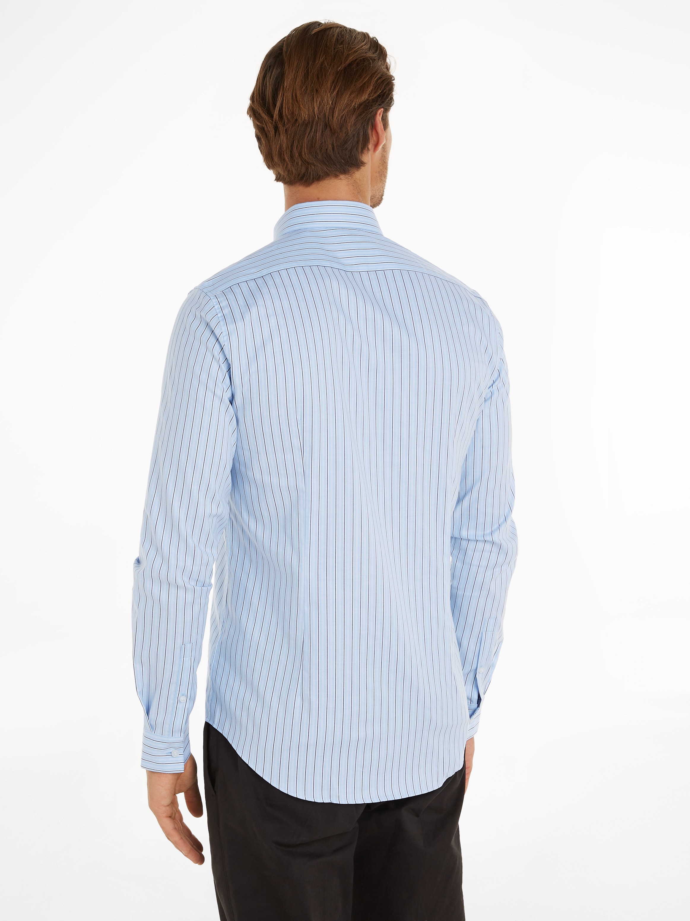 Calvin Klein Langarmhemd »OXFORD 2 TONES STRIPE SLIM SHIRT«, mit Knopfleiste